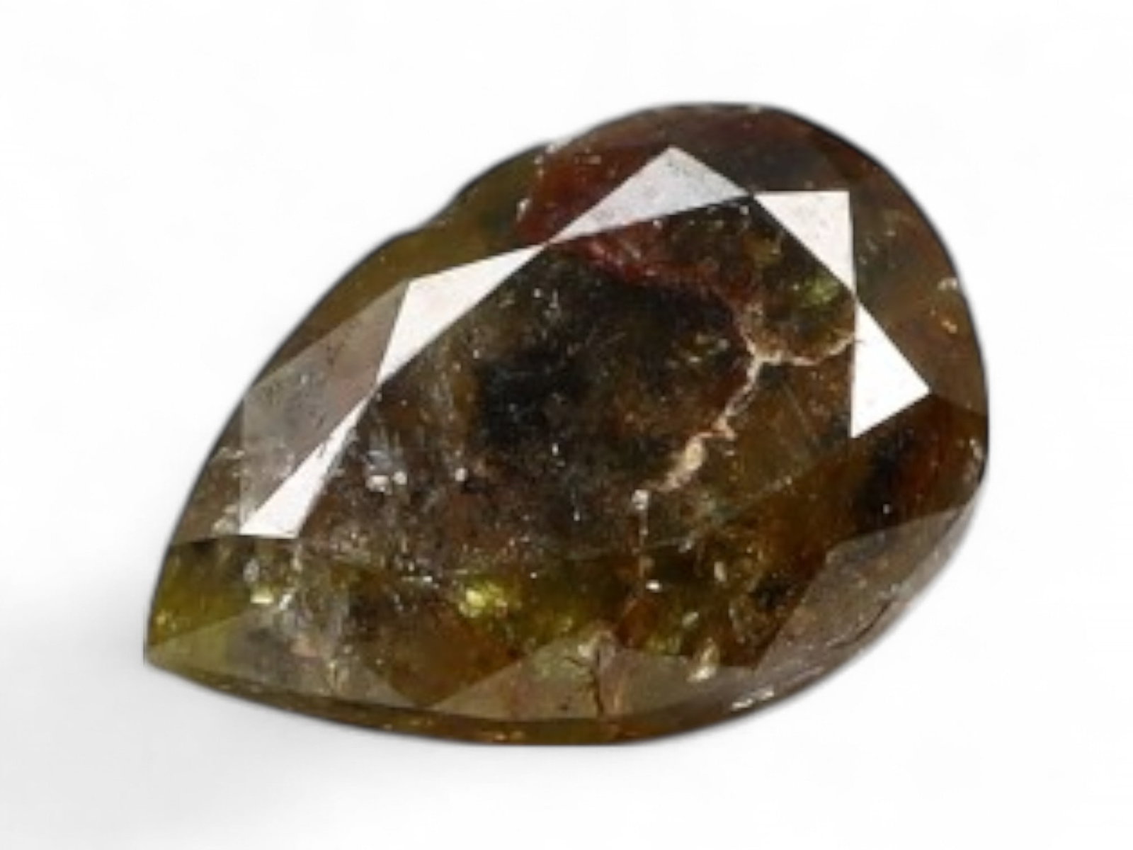 0.21ct Natural FANCY DEEP REDDISH-BROWN Pear Diamond, 4.5mm: An evocative and richly toned 0.21ct pear-shaped diamond in a fancy deep reddish-brown hue, reminiscent of polished mahogany with mossy undertones. Measuring 4.5mm, this stone reveals layered earthen 