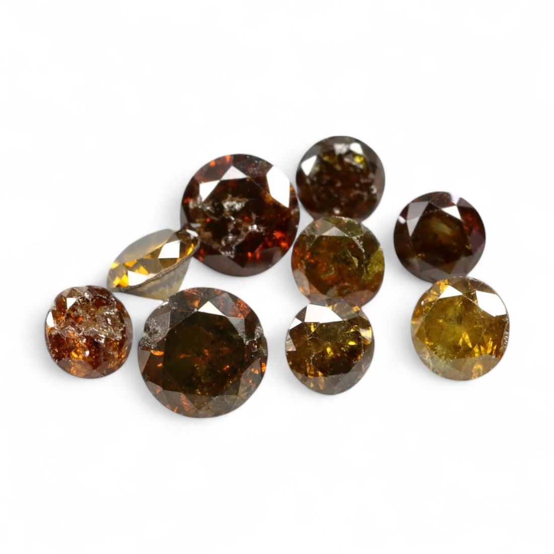1.10ct Irradiated FANCY DEEP RED-BROWN Round Diamond Parcel (9pcs) (1 of 1)