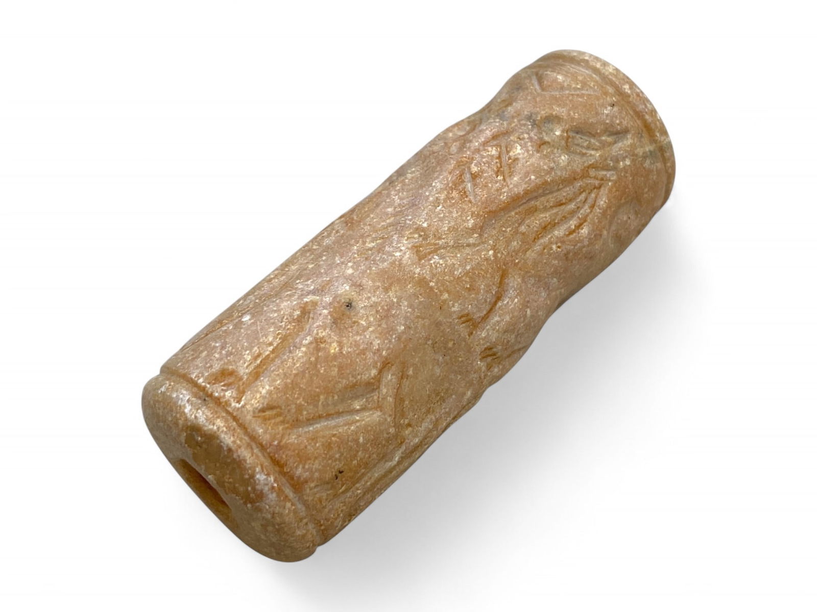 Ancient Mesopotamian Lion Hunt Cylinder Seal in Stone, c. 3rd Millennium BCE, 40g (1 of 4)