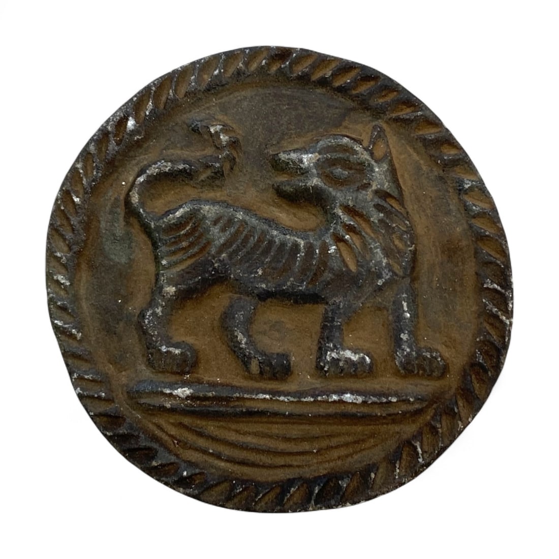 Ancient Mesopotamian Lion Motif Stone Disc Amulet, c. 2nd Millennium BCE, 35g (1 of 2)