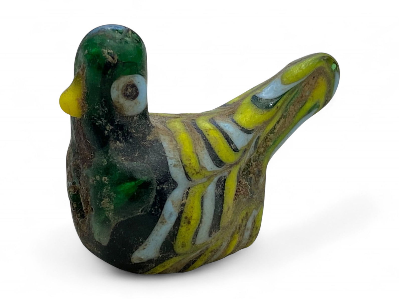 Ancient Medieval Islamic Mosaic Glass Dove Amulet, c. 9th-12th Century CE, 17g (1 of 2)