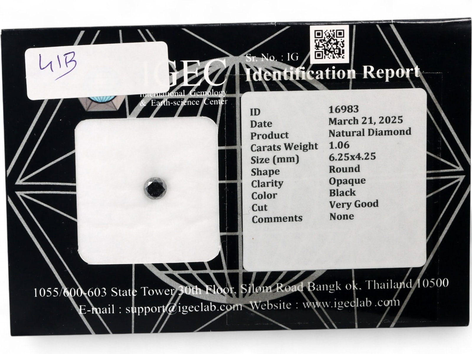 1.06ct Natural Fancy black Diamond - Round Cut, Certified: Striking in its sculptural minimalism, this Natural Fancy black diamond exhibits a rich opaque body and a refined round rose cut that lends antique allure with a modernist edge. The stone is certified
