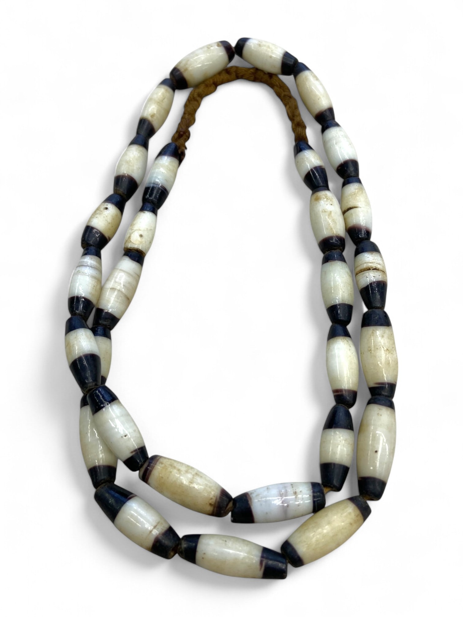 Antique African Trade Black and White Glass Bead Strand, c. 19th Century CE, 48g (1 of 3)