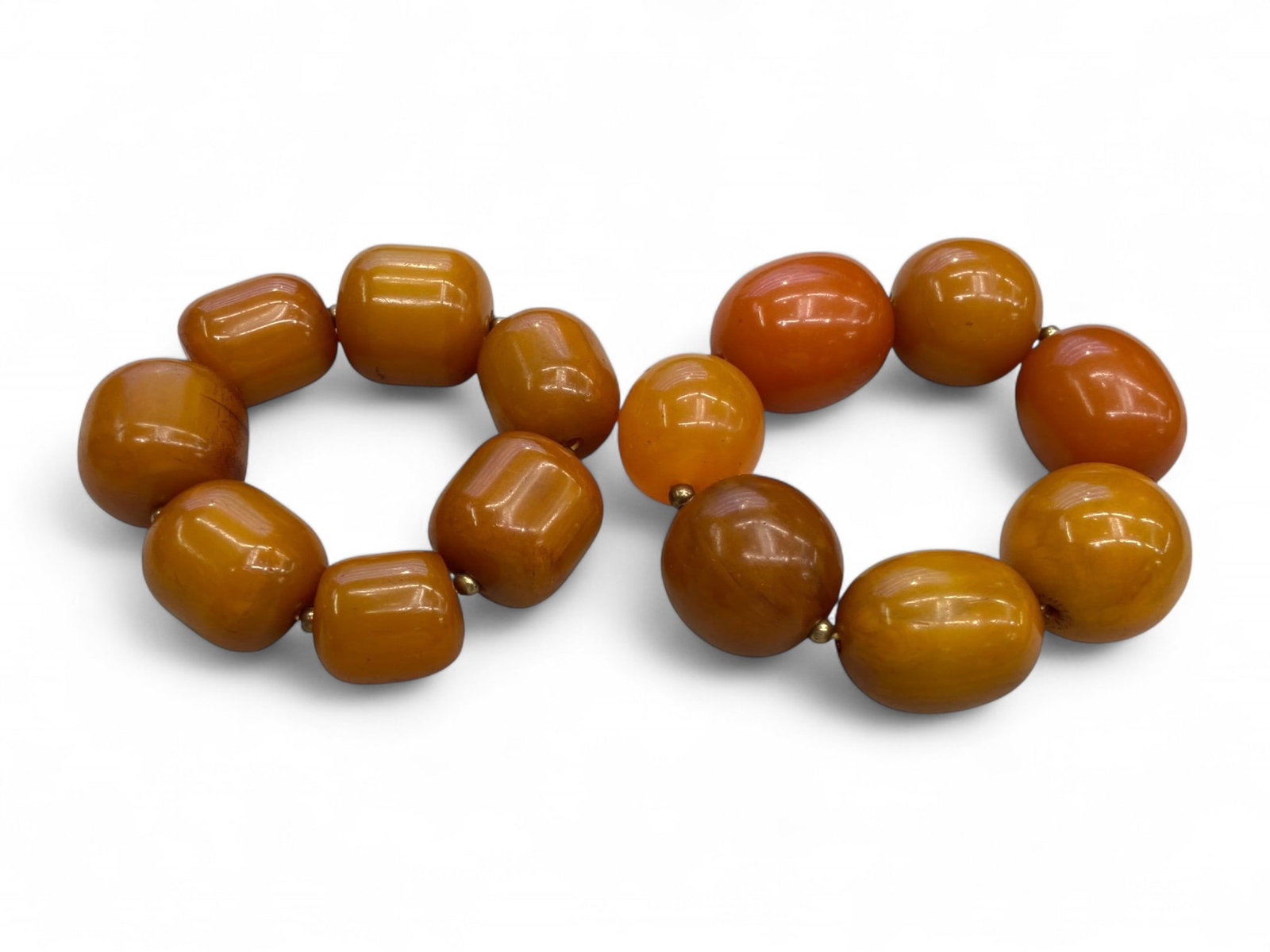 Vintage Baltic Honey Amber Bead Bracelets (Pair), c. Mid-20th Century, 137g (1 of 3)