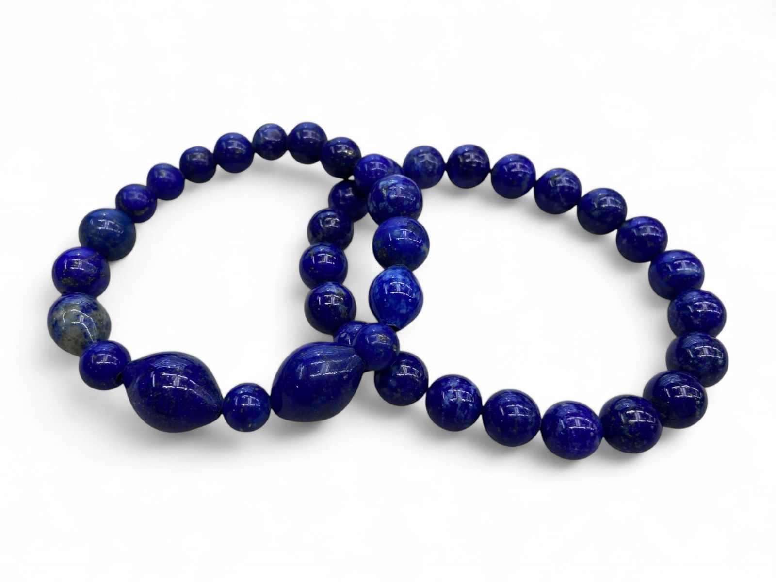 Natural Deep Blue Lapis Lazuli Beaded Bracelets, 2 pcs, 63g (1 of 3)