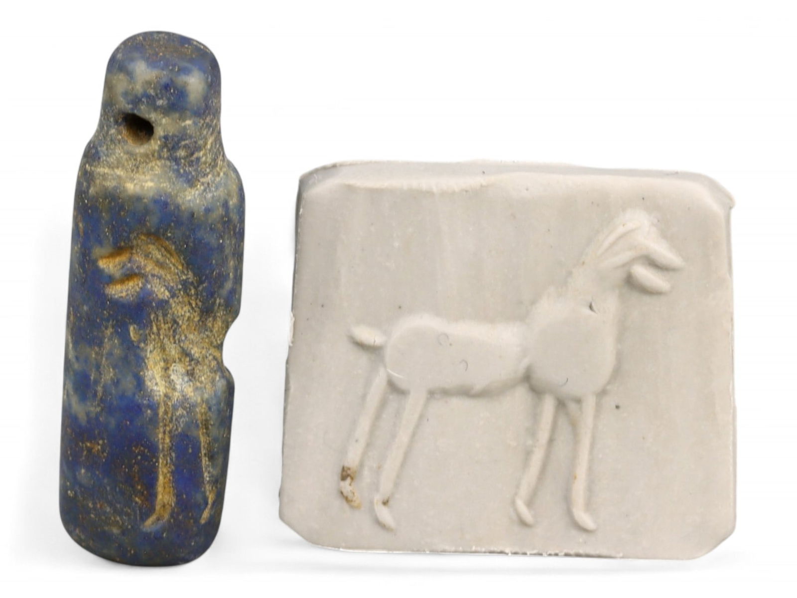 Ancient Akkadian Lapis Lazuli Cylinder Seal of Ram-Headed Creature, c. 2350-2150 BCE, 5.3g (1 of 4)