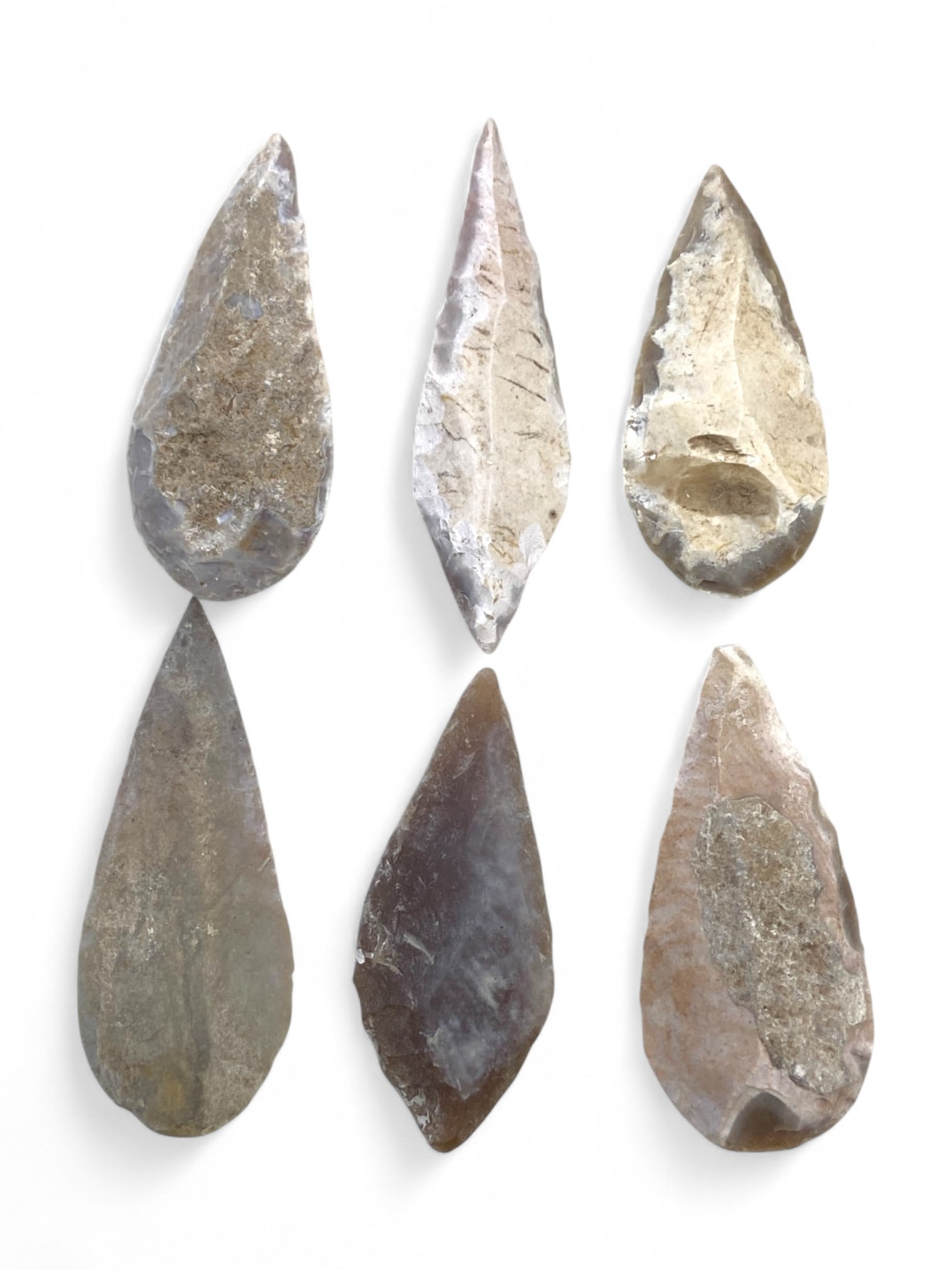 Ancient Egyptian Flint Blade Tool Set, Tear-Drop Forms, c. 3rd Millennium BCE, 56g (1 of 2)