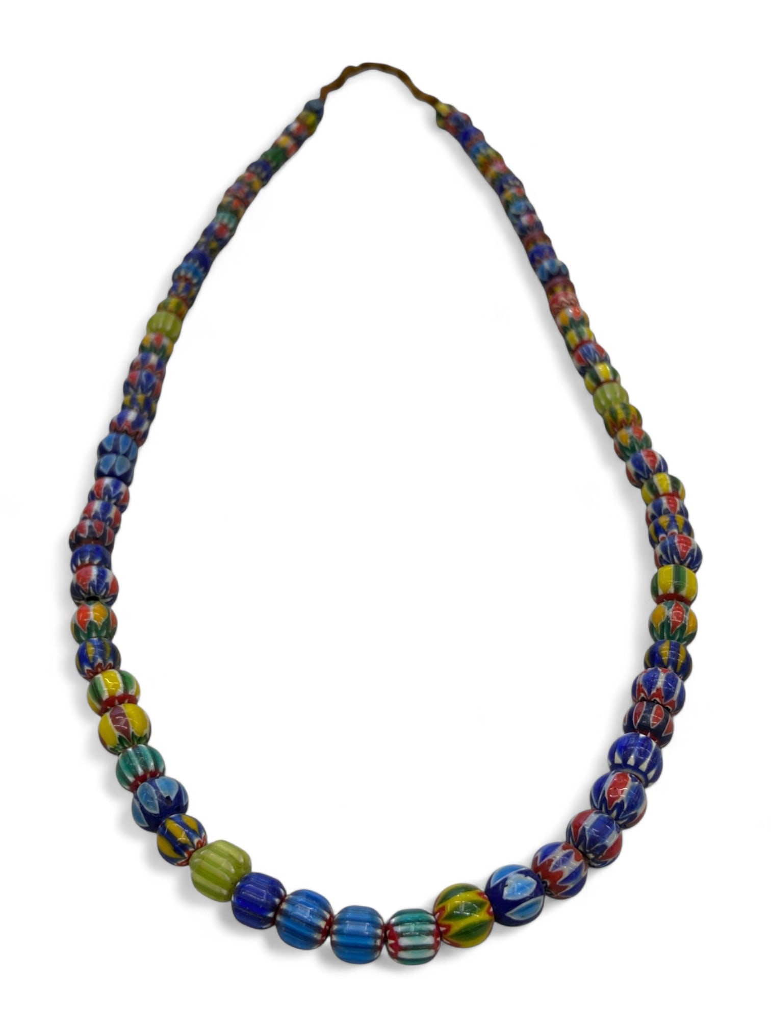 Antique Venetian Chevron Trade Bead Necklace Strand in Polychrome Glass, 64g (1 of 4)