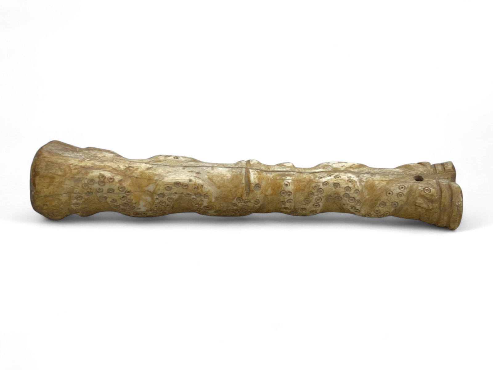 Ancient Coptic Egyptian Twin Serpent Ritual Carved Bone Relic, 18cm, 104g: This rare and evocative carved bone relic from Coptic Egypt offers a window into the mystical symbolism and transitional art of late antiquity, when Christian iconography began to absorb and reinterpr