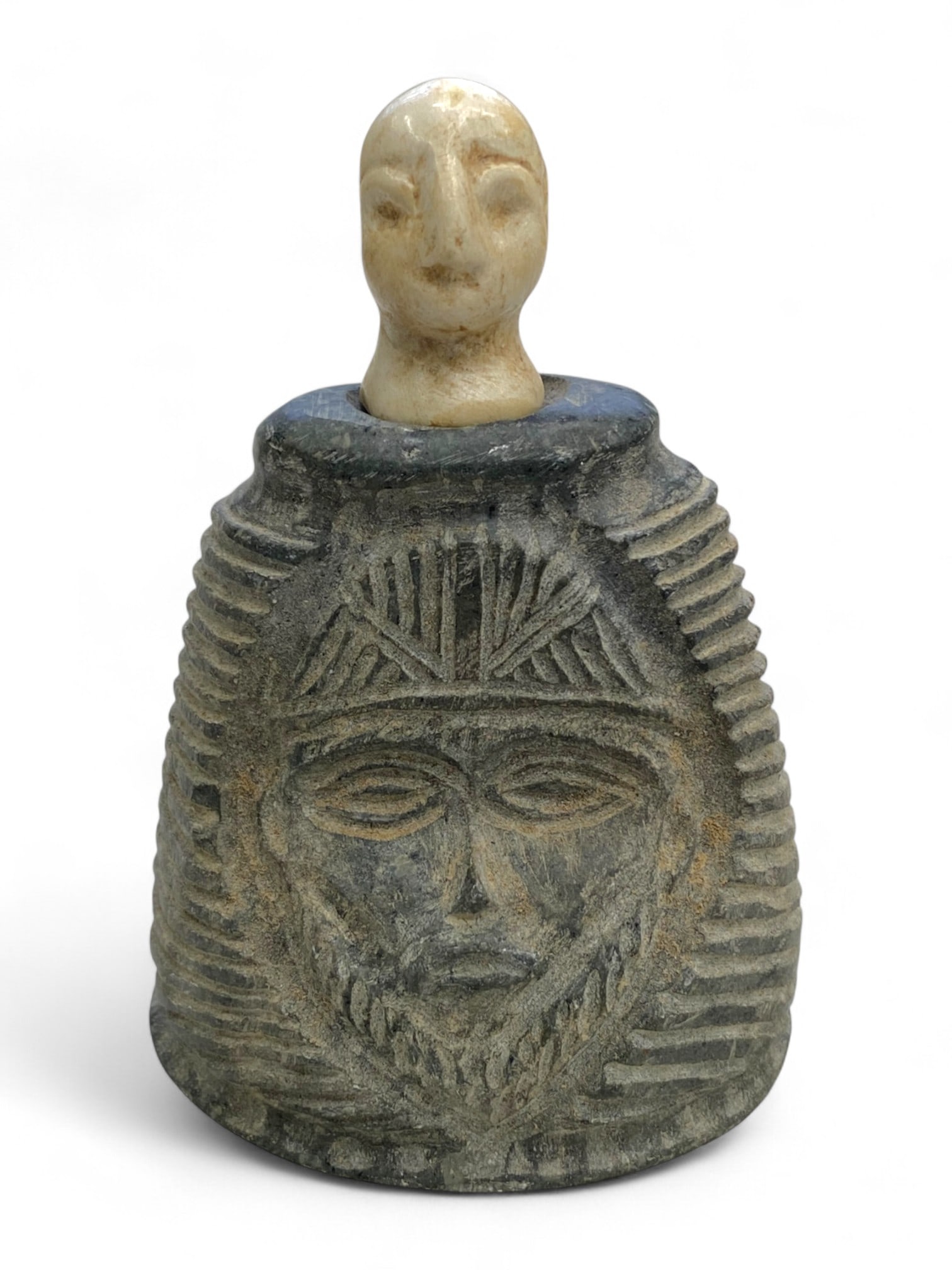 Ancient Bactrian Dual-Face Ritual Stone Idol, c. 2nd-1st Millennium BCE, 350g (1 of 4)