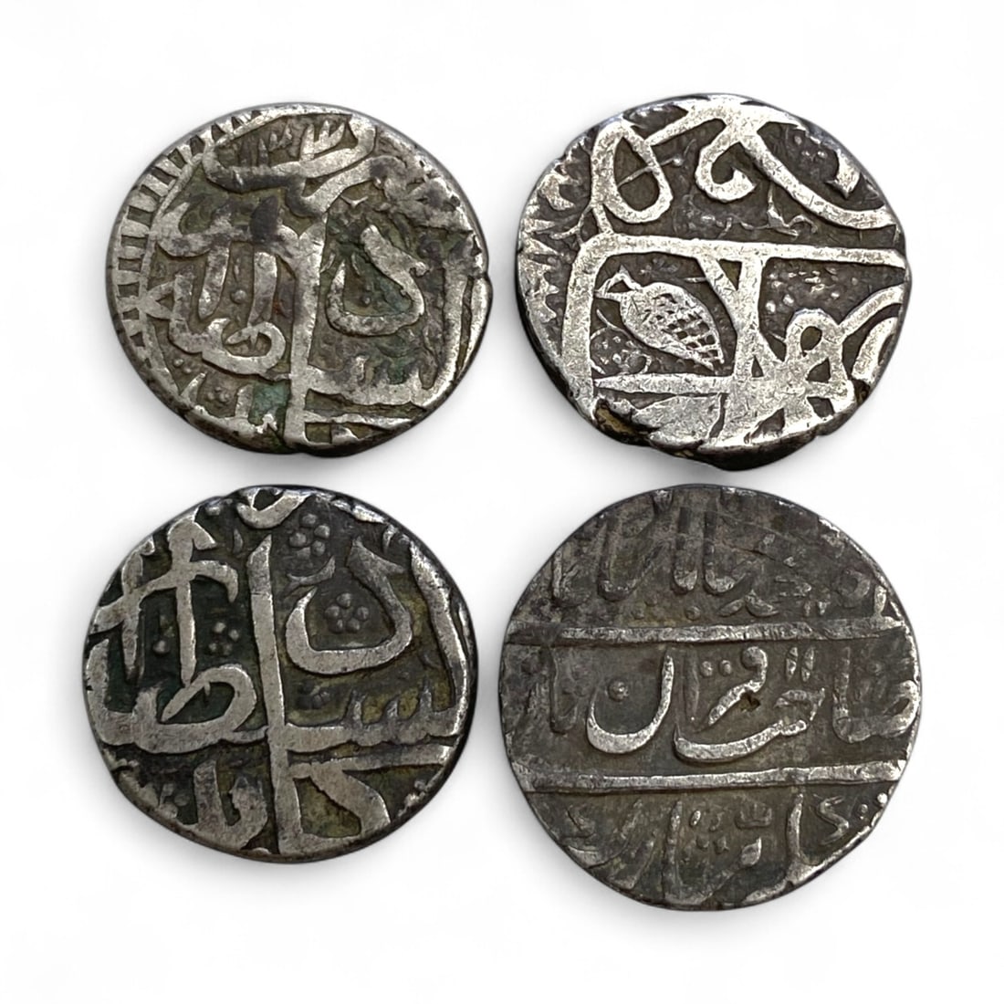 Antique Sultanate Calligraphic Silver Coin Collection, 4pcs, c. 15th-18th Century, 41g, 2cm (1 of 2)