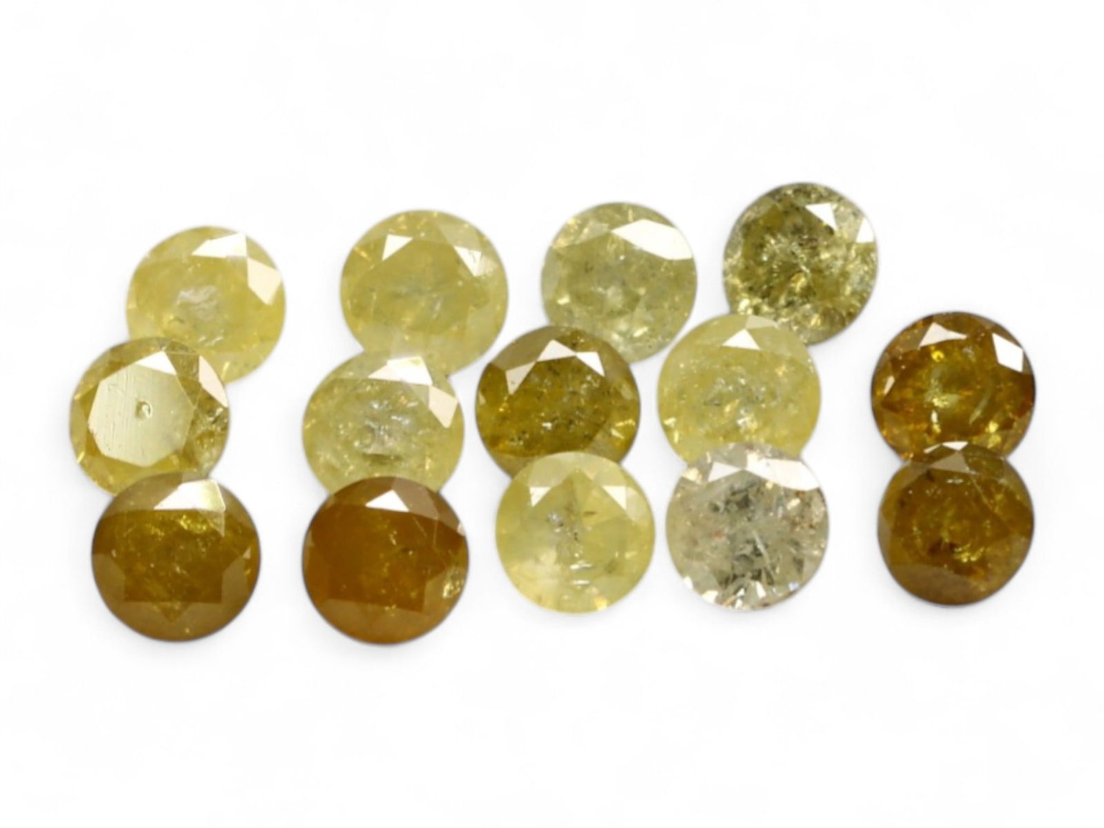 1.03Ct Fancy Yellow Diamond Lot, Round Brilliant Cuts, 14pcs, 2.5mm (1 of 1)