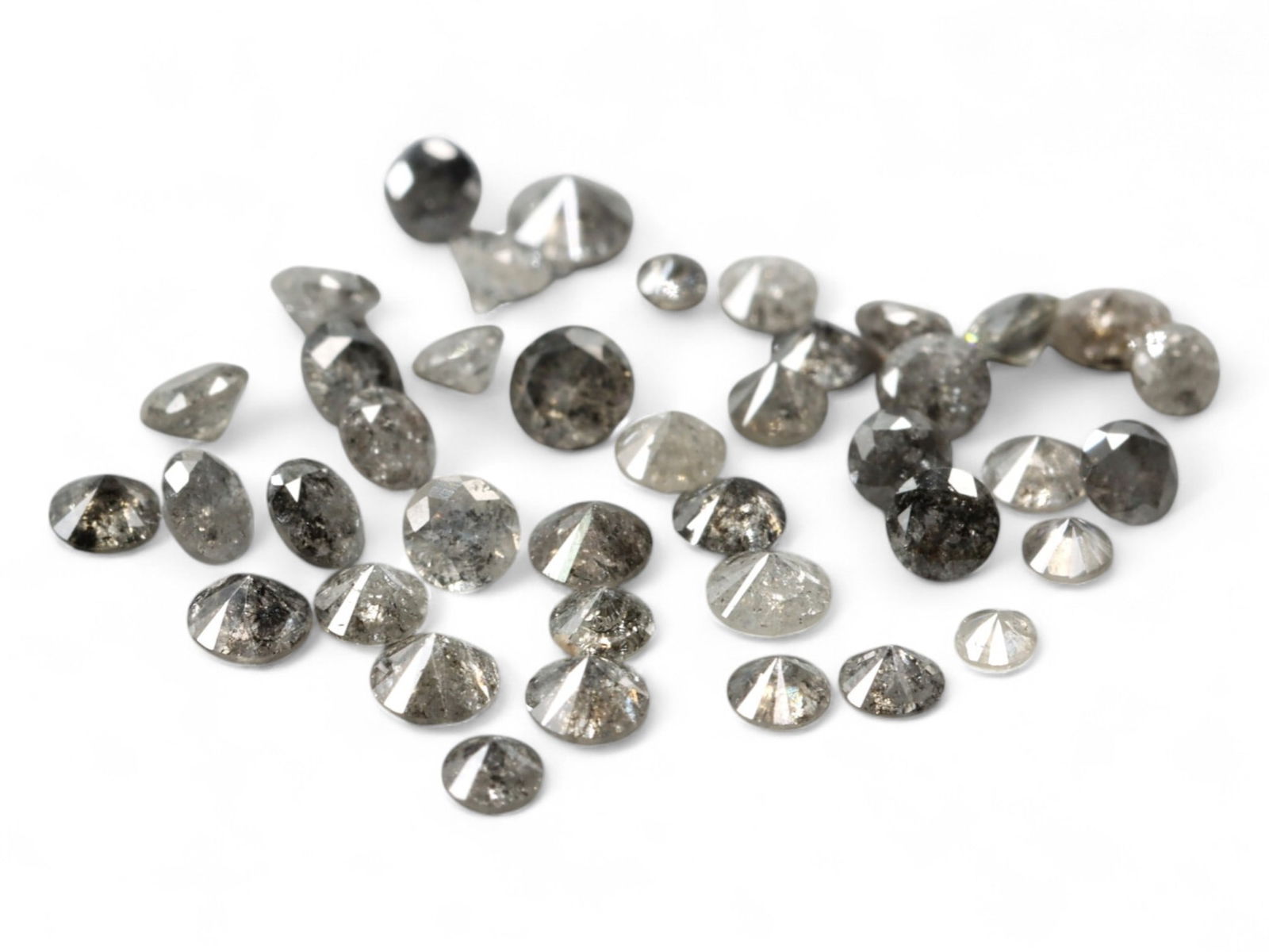 1.01Ct Natural Salt & Pepper Diamond Lot, Mixed Round Cuts (1 of 1)