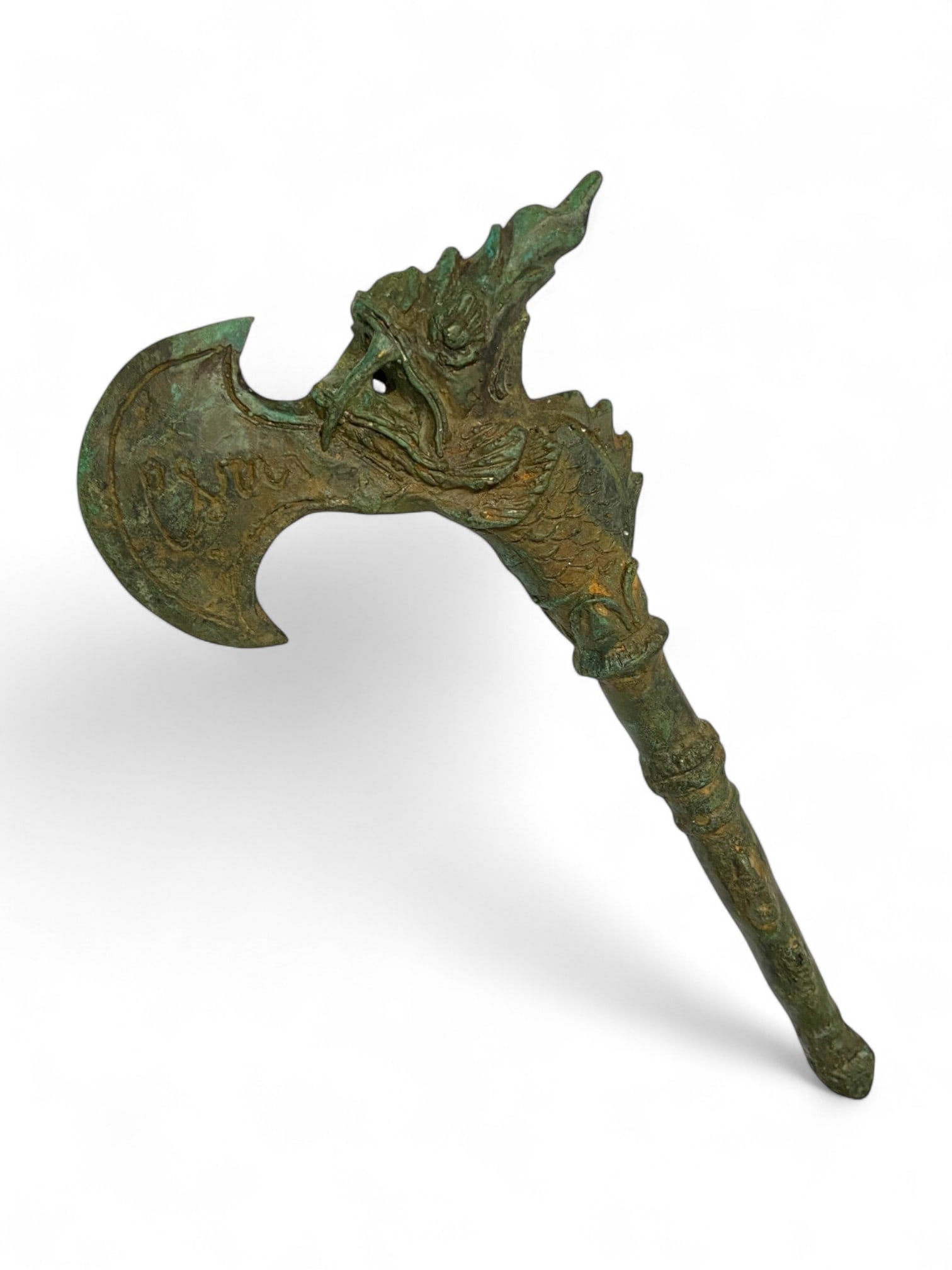 Antique Southeast Asian Dragon-Headed Ritual Bronze Axe, c. 18th-19th Century, 412g (1 of 5)