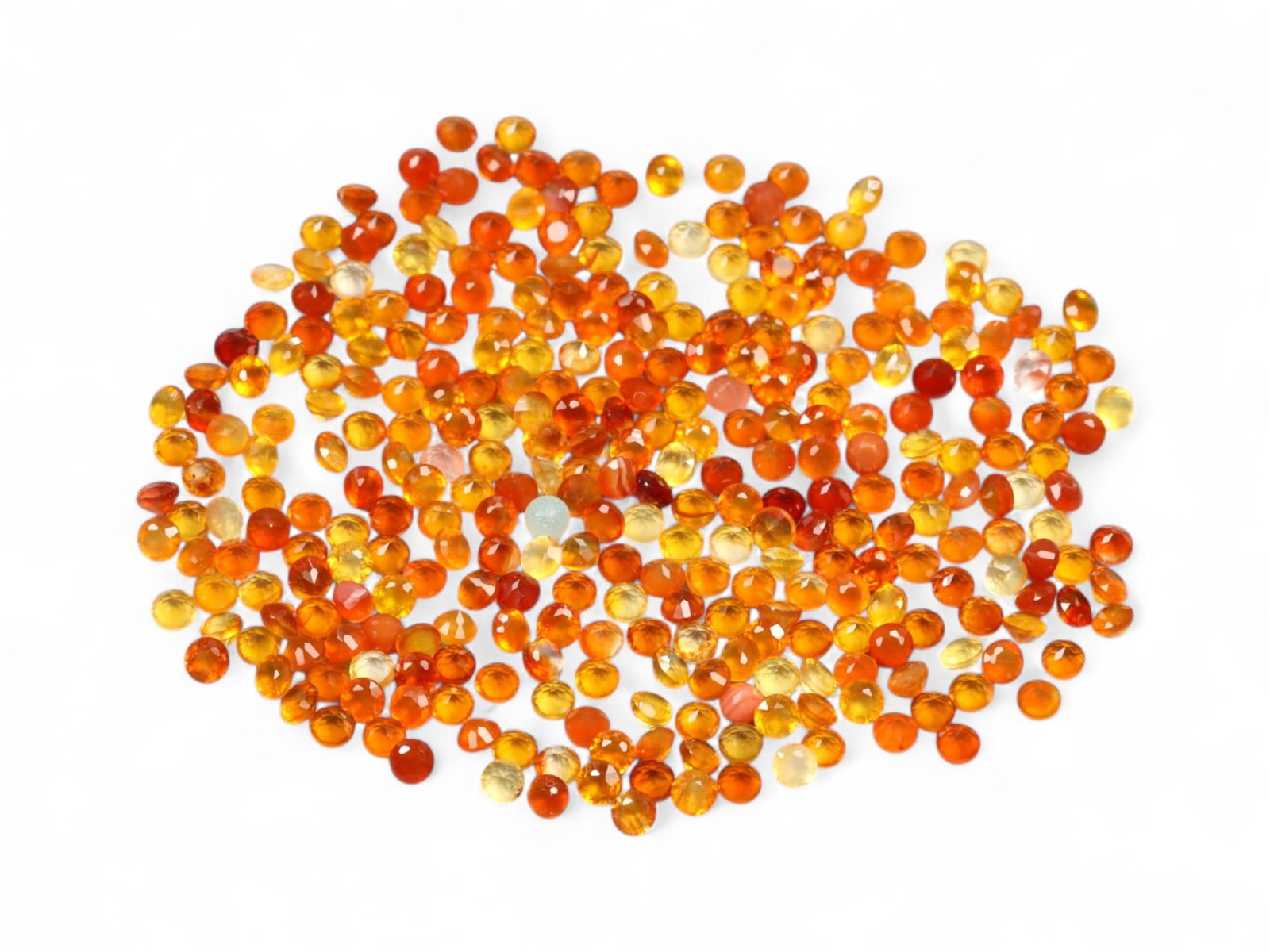 10.73 Carats Round Melee Mandarin Garnet Parcel - Natural Nigerian Stones: This dazzling parcel of round-cut mandarin garnets explodes with citrus brilliance-ranging from fiery tangerine and deep marmalade to soft golden orange and amber. Each stone is precision-cut to maxim