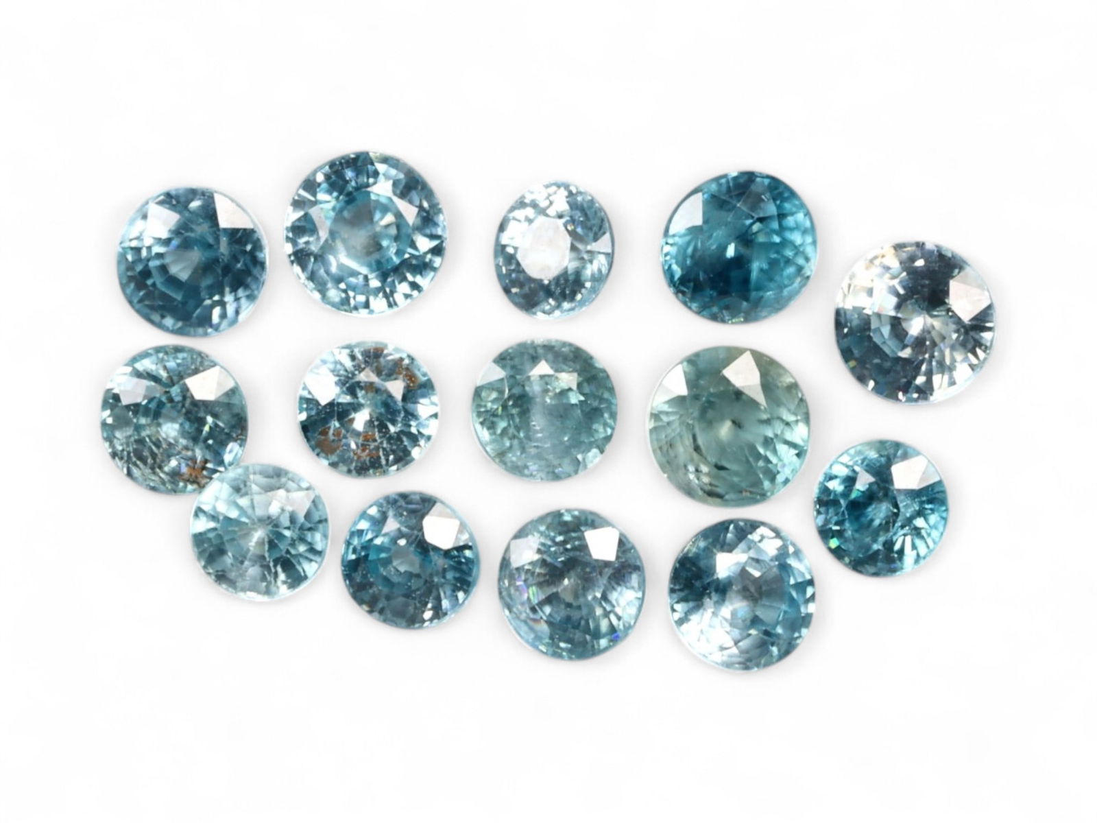 15.38 Carats Sky Blue Zircon Round Lot - Natural Cambodian Stones (1 of 1)