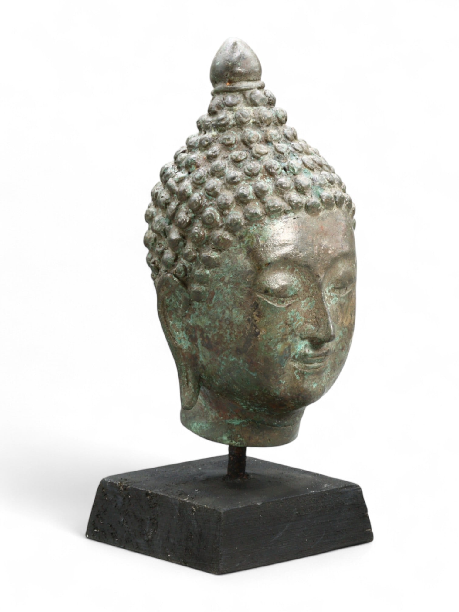 Antique Thai Serene Buddha Head Bronze Bust Sculpture, c. 18th-19th Century, 438g (1 of 5)