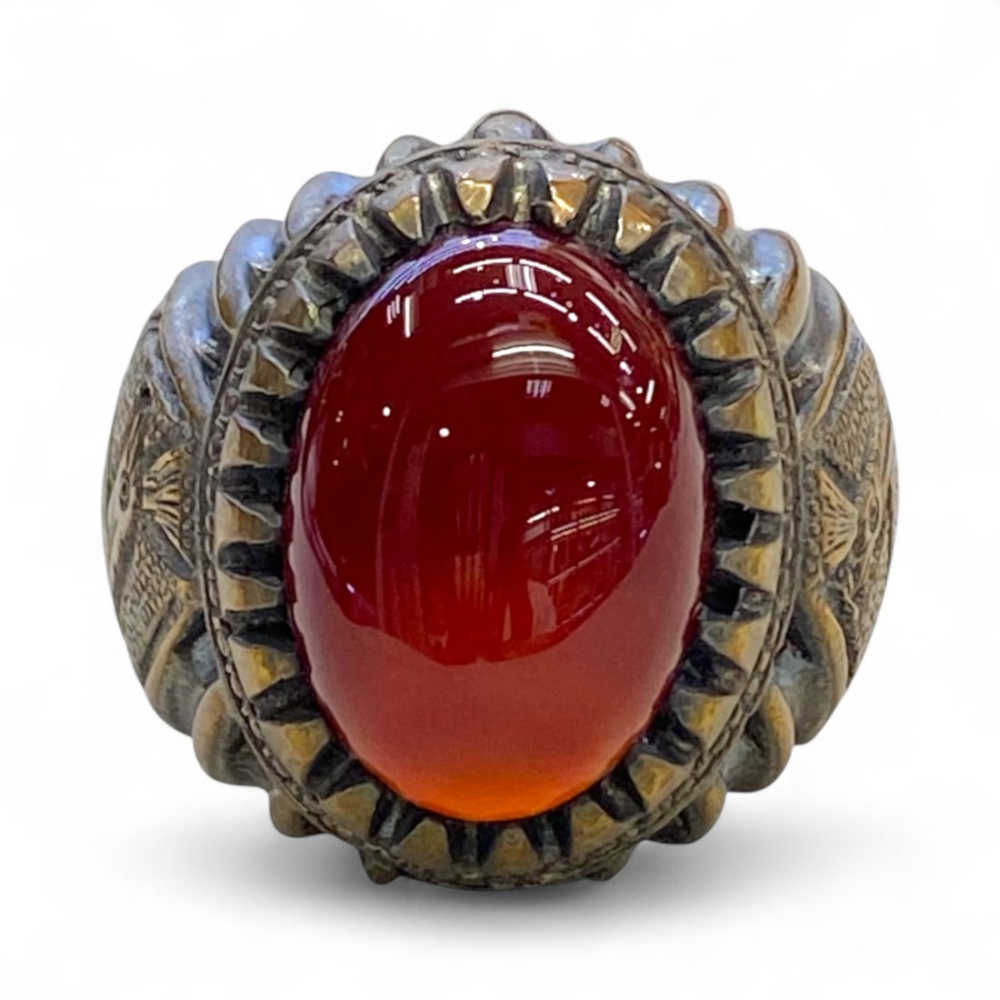 Ancient Medieval Ottoman Revival Griffin and Claw Motif Gilded Ring, 18.2g (1 of 8)