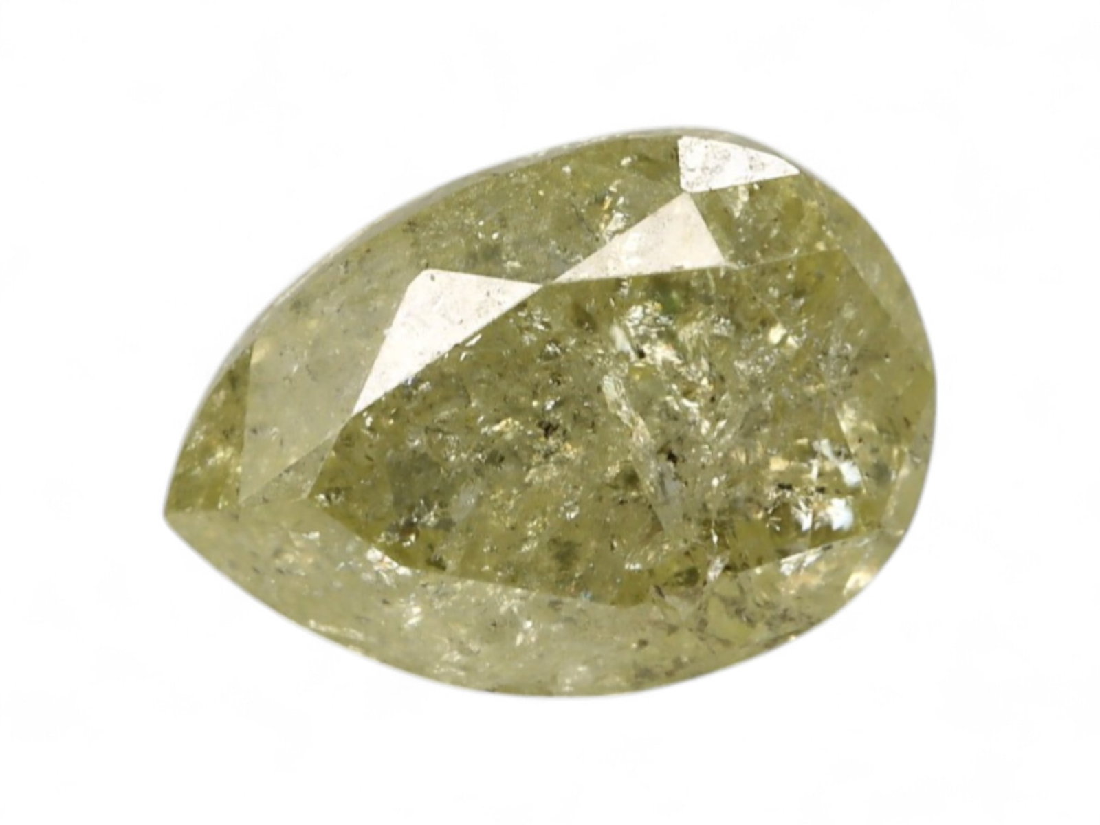 1.18 Carats Light Olive Fancy Diamond - Natural Pear Cut, 7.2 x 5.1 mm (1 of 2)