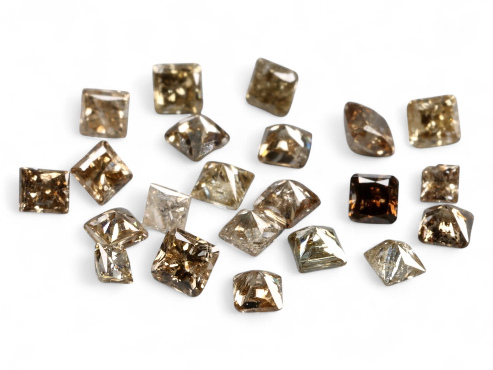 1.02 Carats Champagne Diamond Parcel - Princess Cut Natural Stones (22 Pieces) (1 of 1)