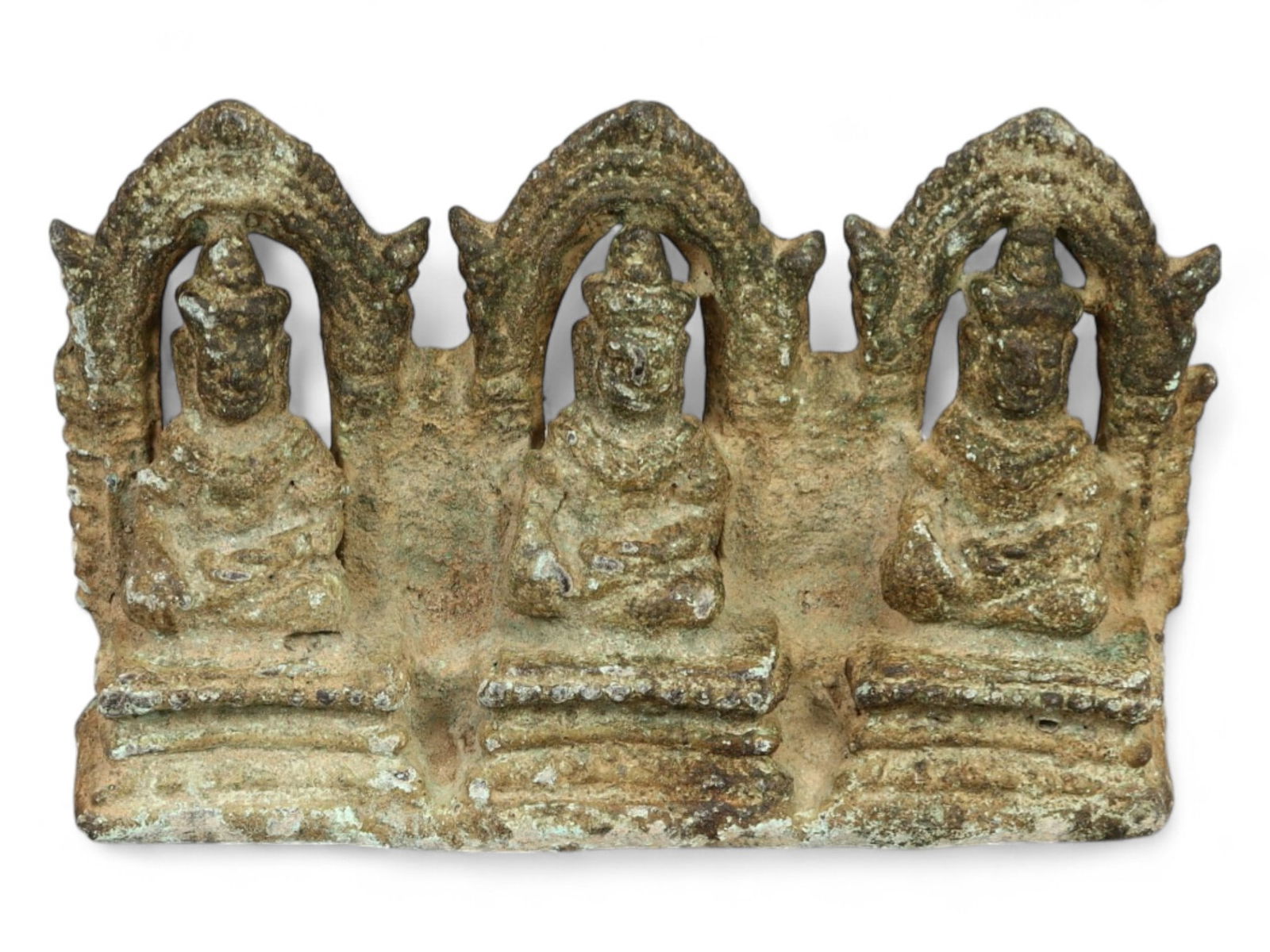 Antique Southeast Asian Triple Arched Buddha Bronze Shrine, c. 18th-19th Century, 78g (1 of 2)