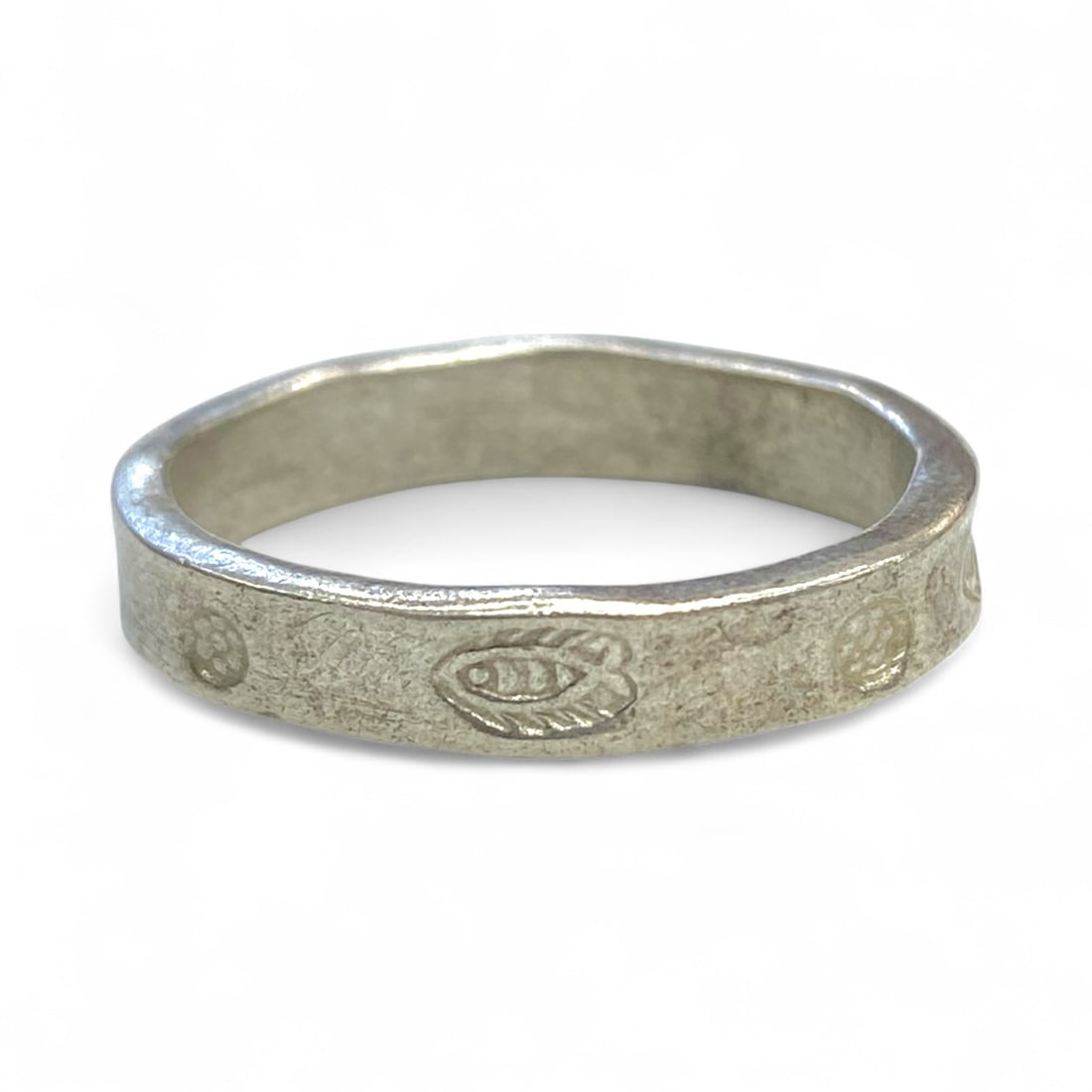 Historic Coptic Christian Ichthys Fish Motif Silver Band Ring, c. 4th-7th Century CE, 3.5g (1 of 4)