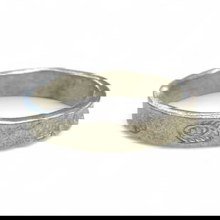 Historic Coptic Christian Ichthys Fish Motif Silver Band Ring, c. 4th-7th Century CE, 3.5g: This refined historic silver band ring features a continuous motif of the ichthys fish-an early Christian symbol of spiritual identity and sacred secrecy. Dating from the 4th to 7th century CE, this r