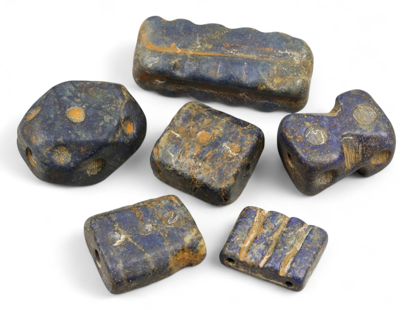 Ancient Phoenician Geometric Lapis Lazuli Beads Group, c. 7th-4th Century BCE, 38.9g (1 of 1)
