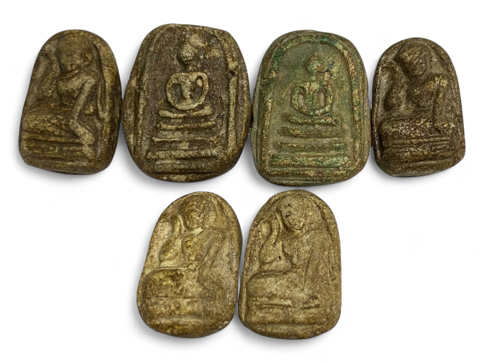 Antique Thai Enlightened Buddha Bronze Resin Amulet Set, Symbols of Serenity and Enlightenment, 69g (1 of 2)