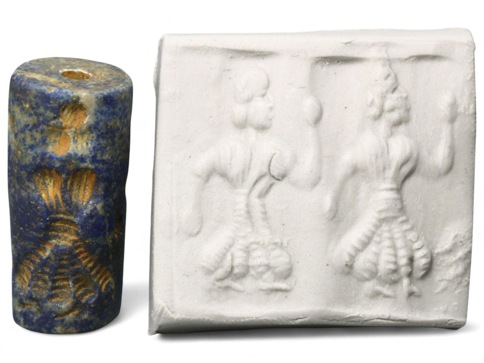 Ancient Akkadian Dancing Figures High-Relief Lapis Lazuli Cylinder Seal, c. 2350-2150 BCE, 12.24g (1 of 4)