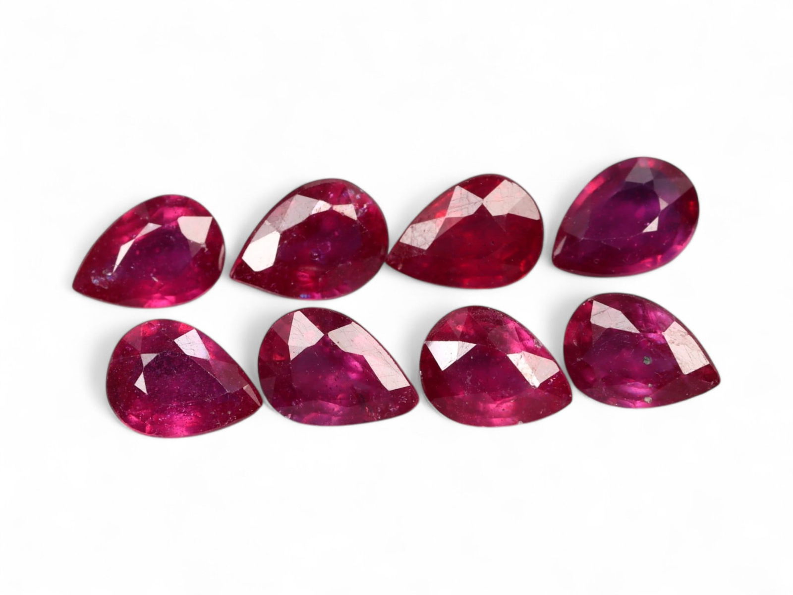 6.84 Carats Vivid Red Ruby Pear Lot - Natural Mozambique Stones (1 of 1)