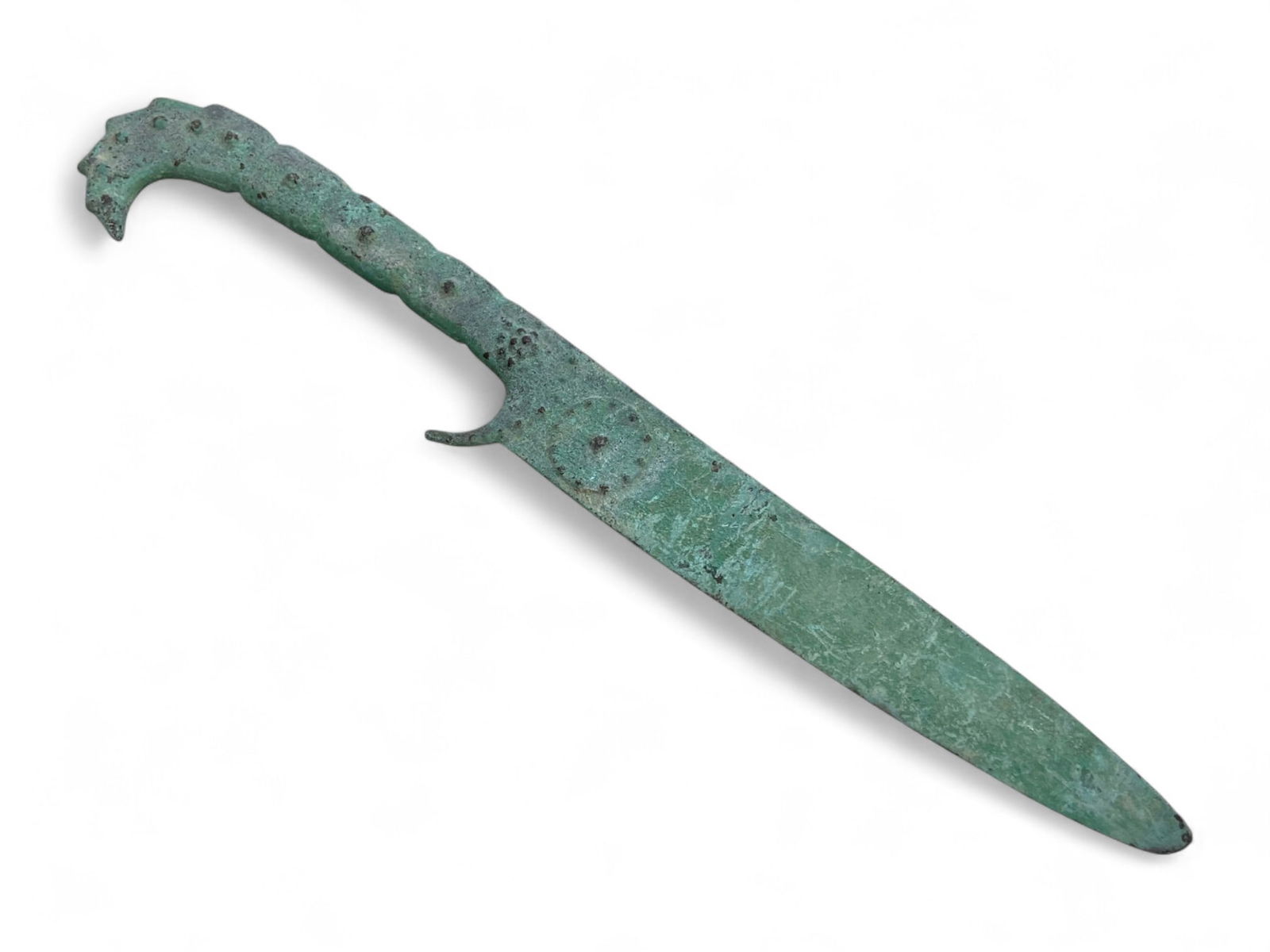 Ancient Luristan Zoomorphic Bronze Dagger with Stylized Hilt, c. 1200-800 BCE, 169g (1 of 4)