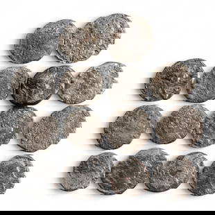 Ancient Roman Imperial Bronze AE3/AE4 Coin Lot, c. 4th-5th Century CE, 19 gram: This fascinating group of 14 ancient Roman bronze coins, known as AE3 and AE4 types, dates to the late imperial period of the 4th to 5th century CE. Issued during the time of emperors such as Constant