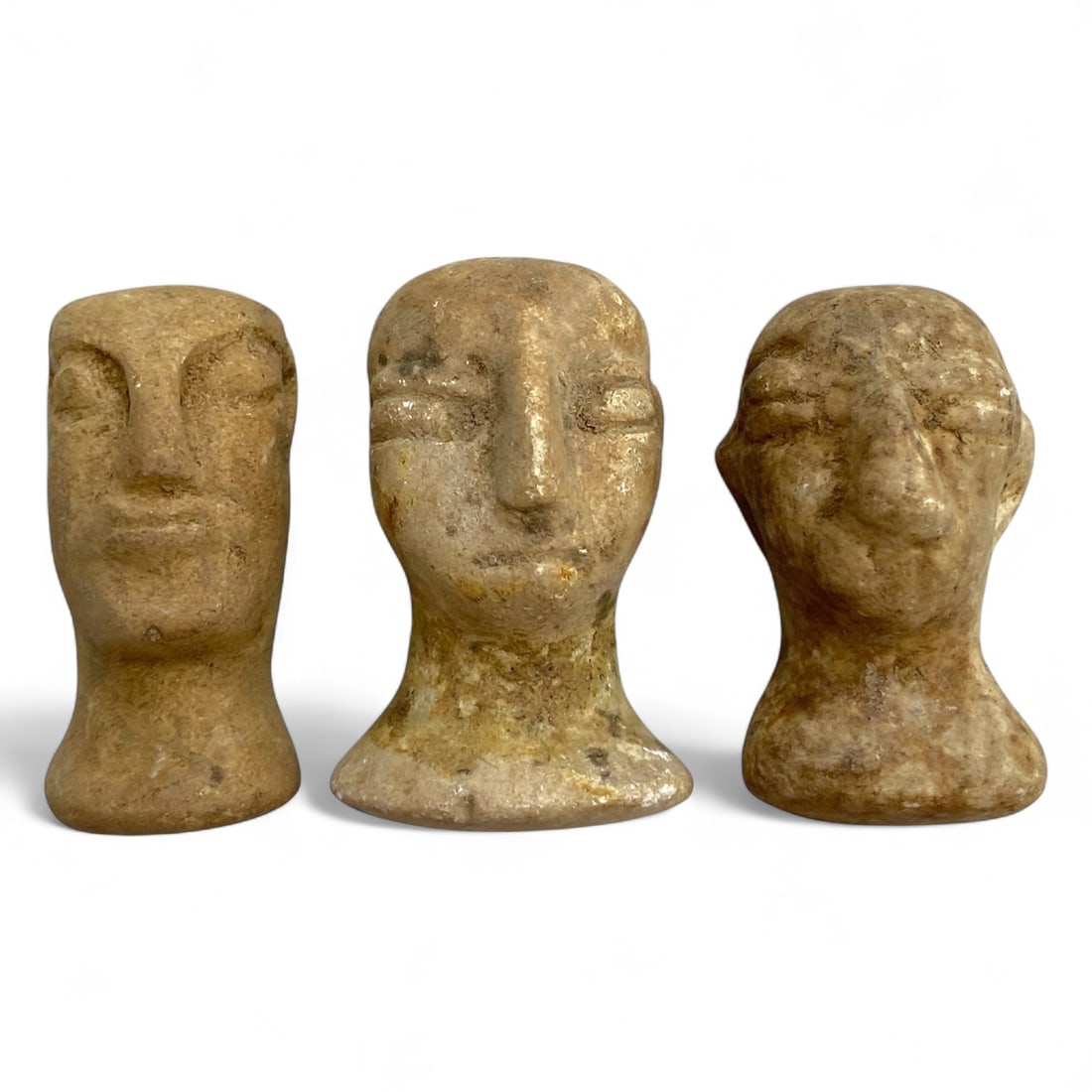 Ancient Bactrian Idol Busts Set of 3, Alabaster Ritual Figures, c. 3rd-2nd Millennium BCE, 80g (1 of 2)