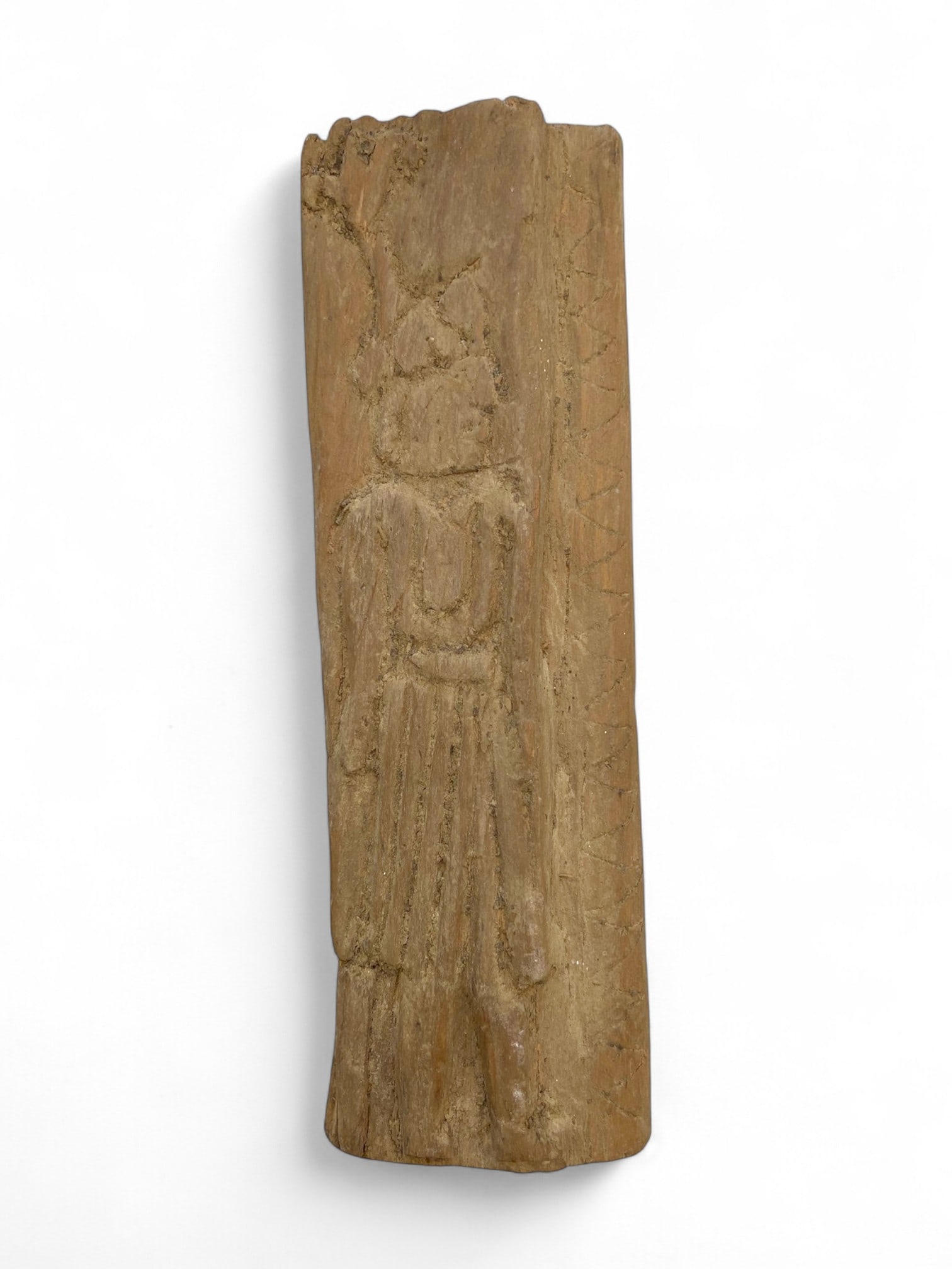 Ancient Coptic Egyptian Carved Wooden Priest Relief, c. 5th-8th Century CE, 72g (1 of 3)