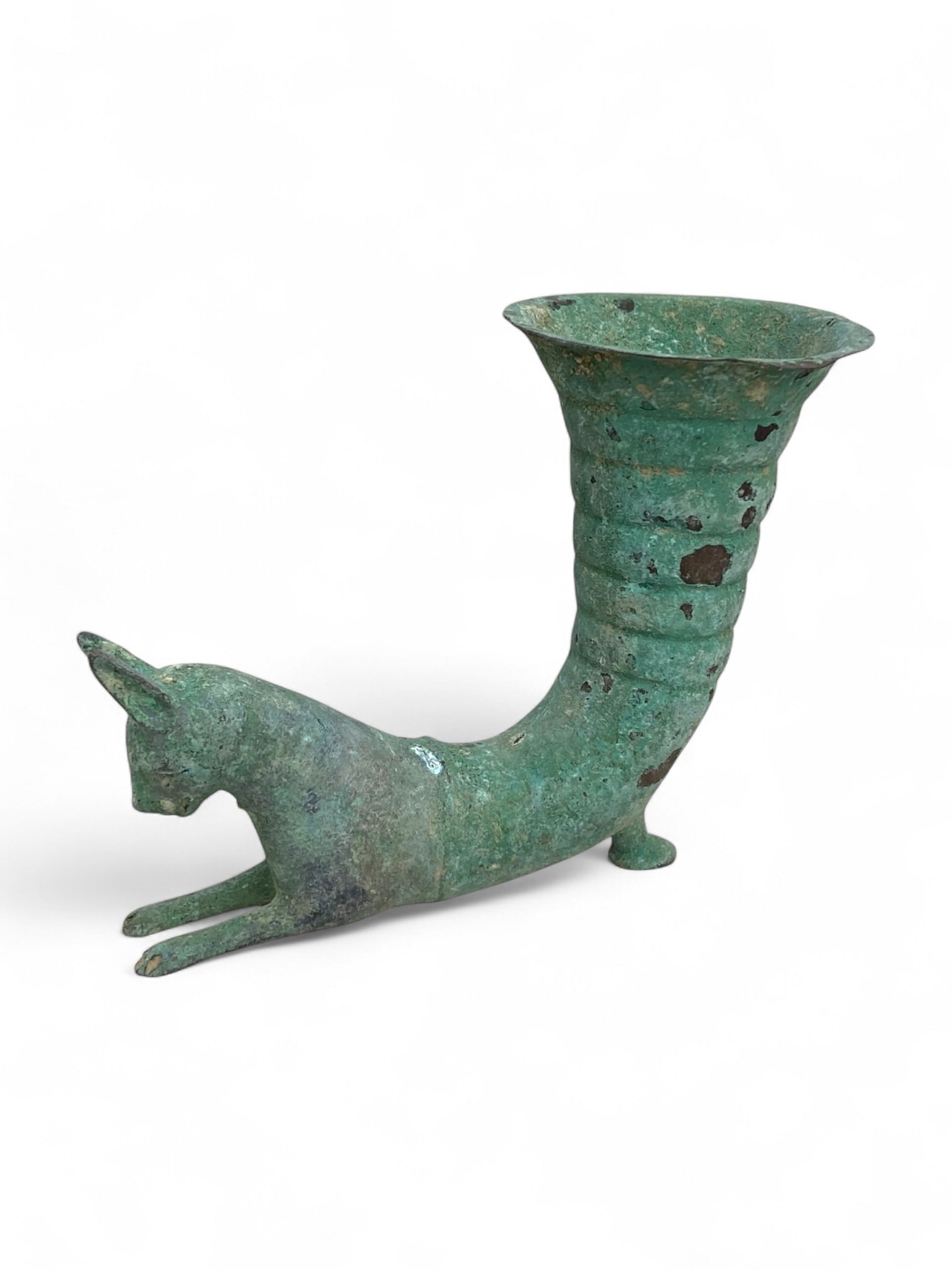 Ancient Parthian Bronze Ibex-Form Rhyton Vessel, c. 1st Century BCE - 2nd Century CE, 100g (1 of 4)