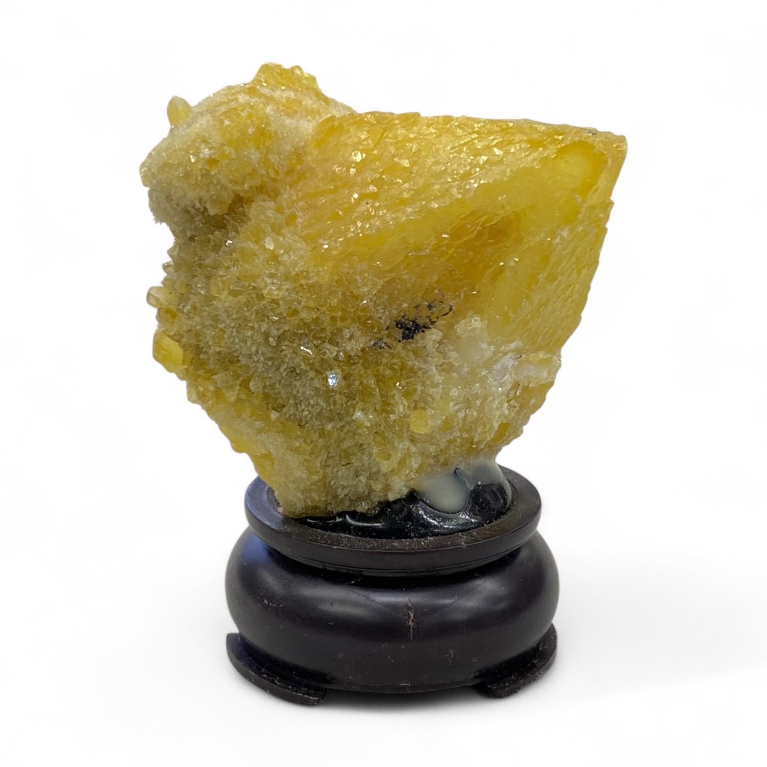 Yellow Calcite Crystal Cluster on Stand, Honey-Golden Druzy Surface, 174g (1 of 4)