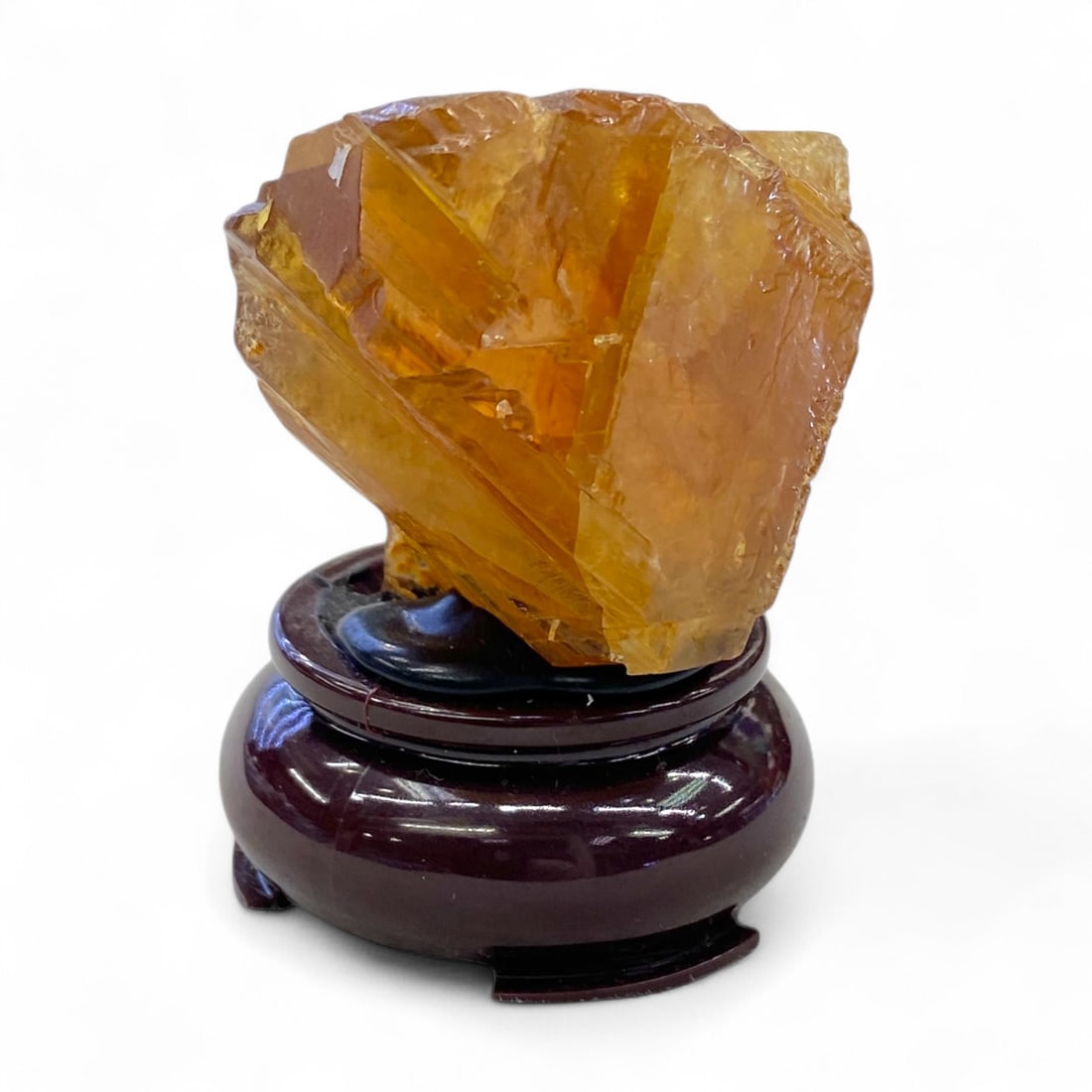Golden Honey Calcite Blade Cluster on Lacquered Base, Radiant Amber Clarity, 104g (1 of 4)
