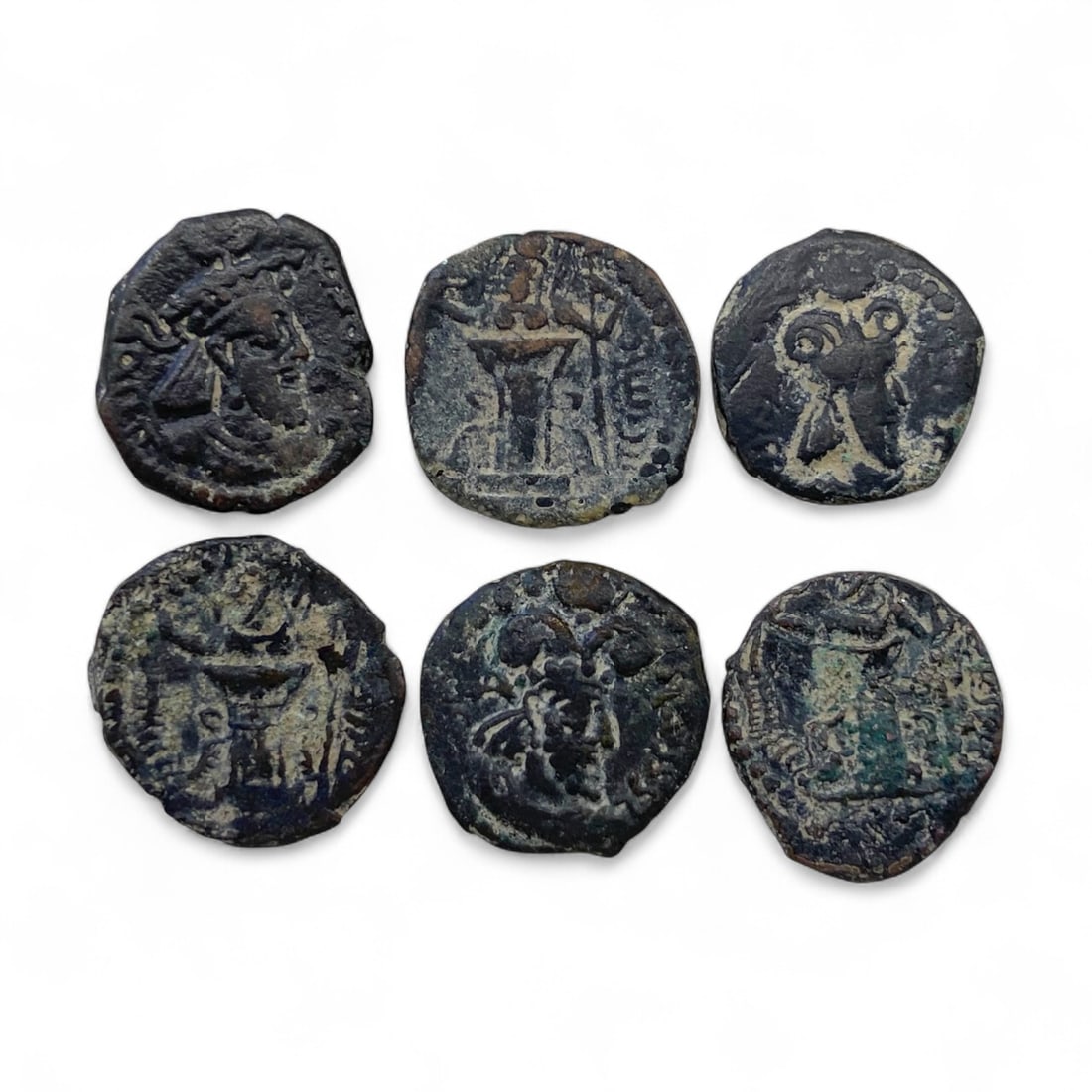 Ancient Sasanian Bronze Coin Set of Fire Temples and Kings, c. 3rd-7th Century CE, 12g (1 of 2)