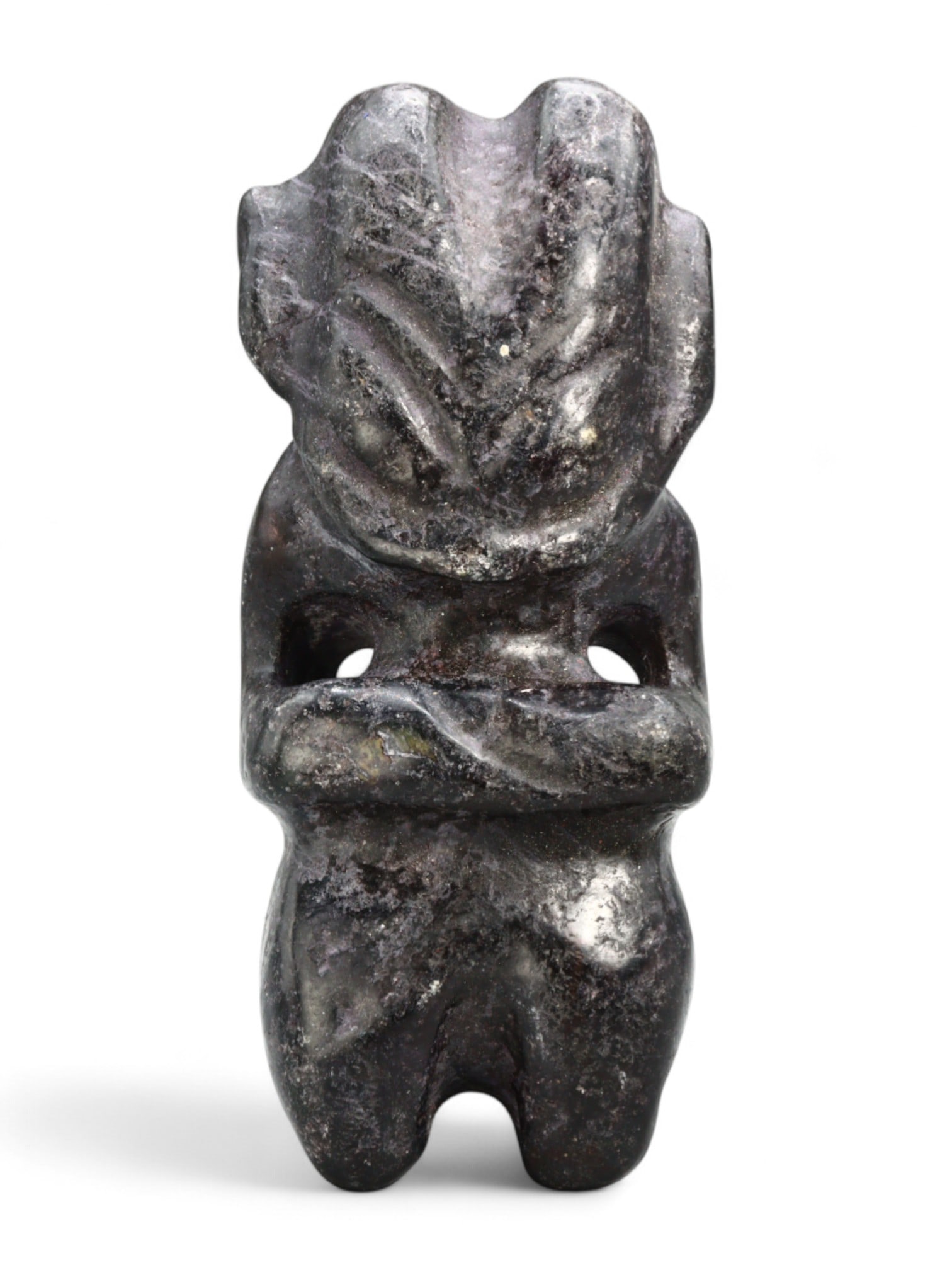 Antique Eastern Guardian Effigy Figurine in Carved Stone with Folded Arms, 18th-19th Century, 180g (1 of 4)