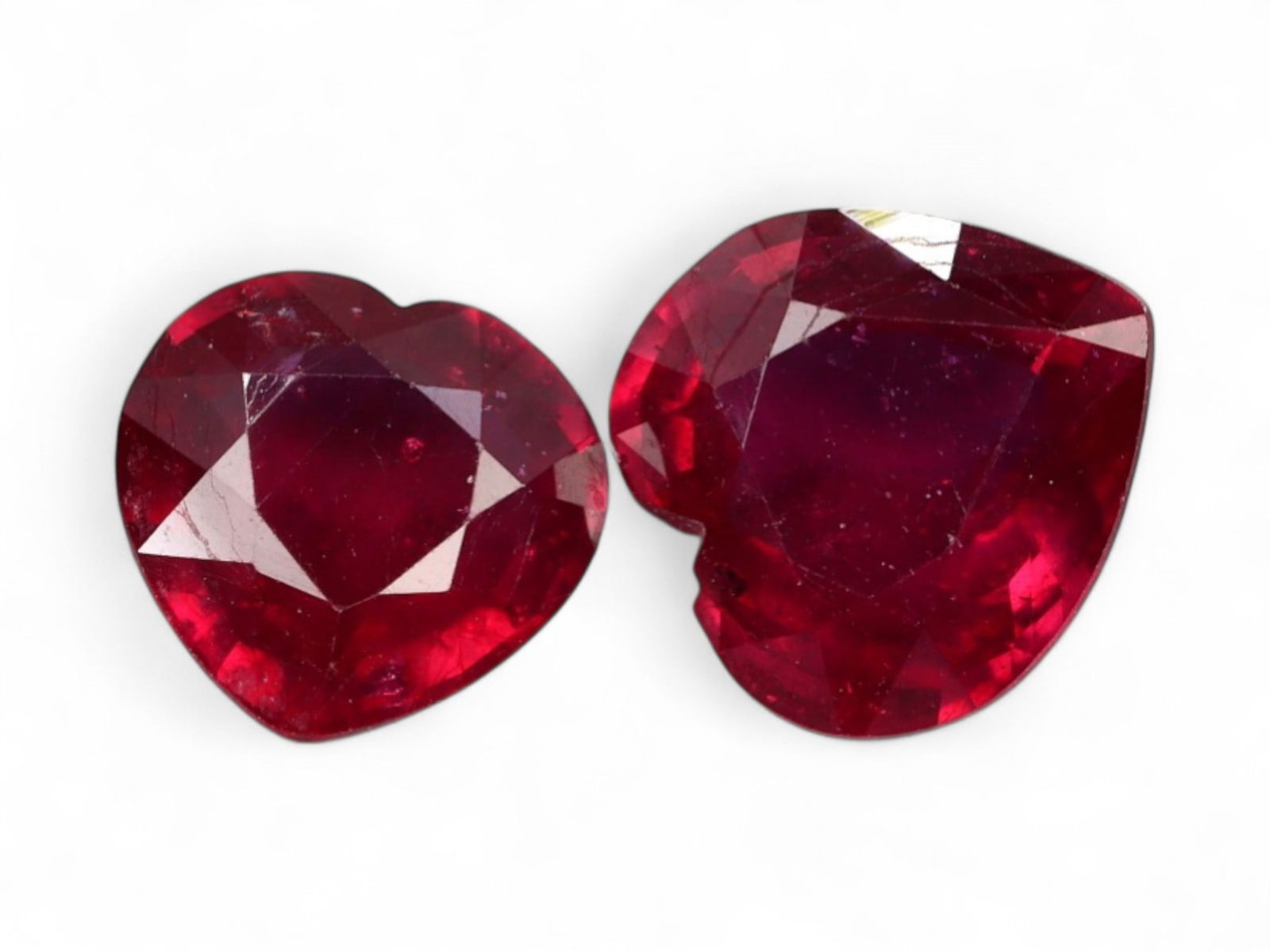 4.58 Carats Deep Red Ruby Heart Pair - Natural Madagascar Stones (1 of 1)