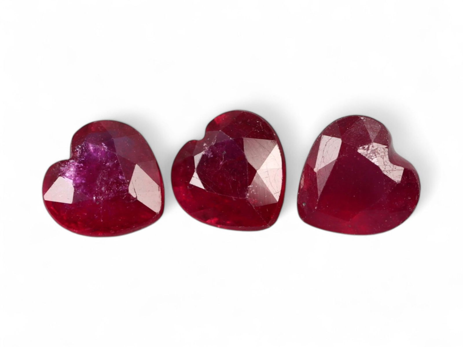 4.38 Carats Deep Red Ruby Heart Lot - Natural Madagascar Stones (1 of 1)