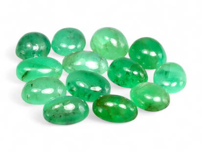 3.37 Carats Vivid Green Emerald Cabochon Lot - Natural Zambian Stones: This charming lot of emerald cabochons glows with a lush, vivid green tone that immediately draws the eye. The smooth, polished domes offer a soft luster, highlighting the natural internal features th