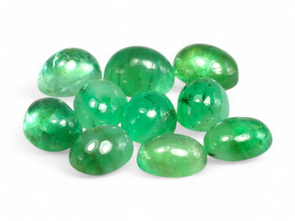 3.57 Carats Vivid Green Emerald Cabochon Lot - Natural Zambian Stones: This charming lot of emerald cabochons glows with a lush, vivid green tone that immediately draws the eye. The smooth, polished domes offer a soft luster, highlighting the natural internal features th