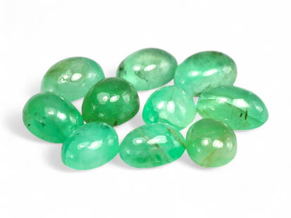 3.47 Carats Vivid Green Emerald Cabochon Lot - Natural Zambian Stones: This charming lot of emerald cabochons glows with a lush, vivid green tone that immediately draws the eye. The smooth, polished domes offer a soft luster, highlighting the natural internal features th