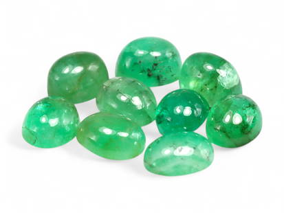 3.70 Carats Vivid Green Emerald Cabochon Lot - Natural Zambian Stones: This charming lot of emerald cabochons glows with a lush, vivid green tone that immediately draws the eye. The smooth, polished domes offer a soft luster, highlighting the natural internal features th