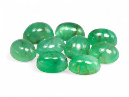 3.43 Carats Vivid Green Emerald Cabochon Lot - Natural Zambian Stones: This charming lot of emerald cabochons glows with a lush, vivid green tone that immediately draws the eye. The smooth, polished domes offer a soft luster, highlighting the natural internal features th