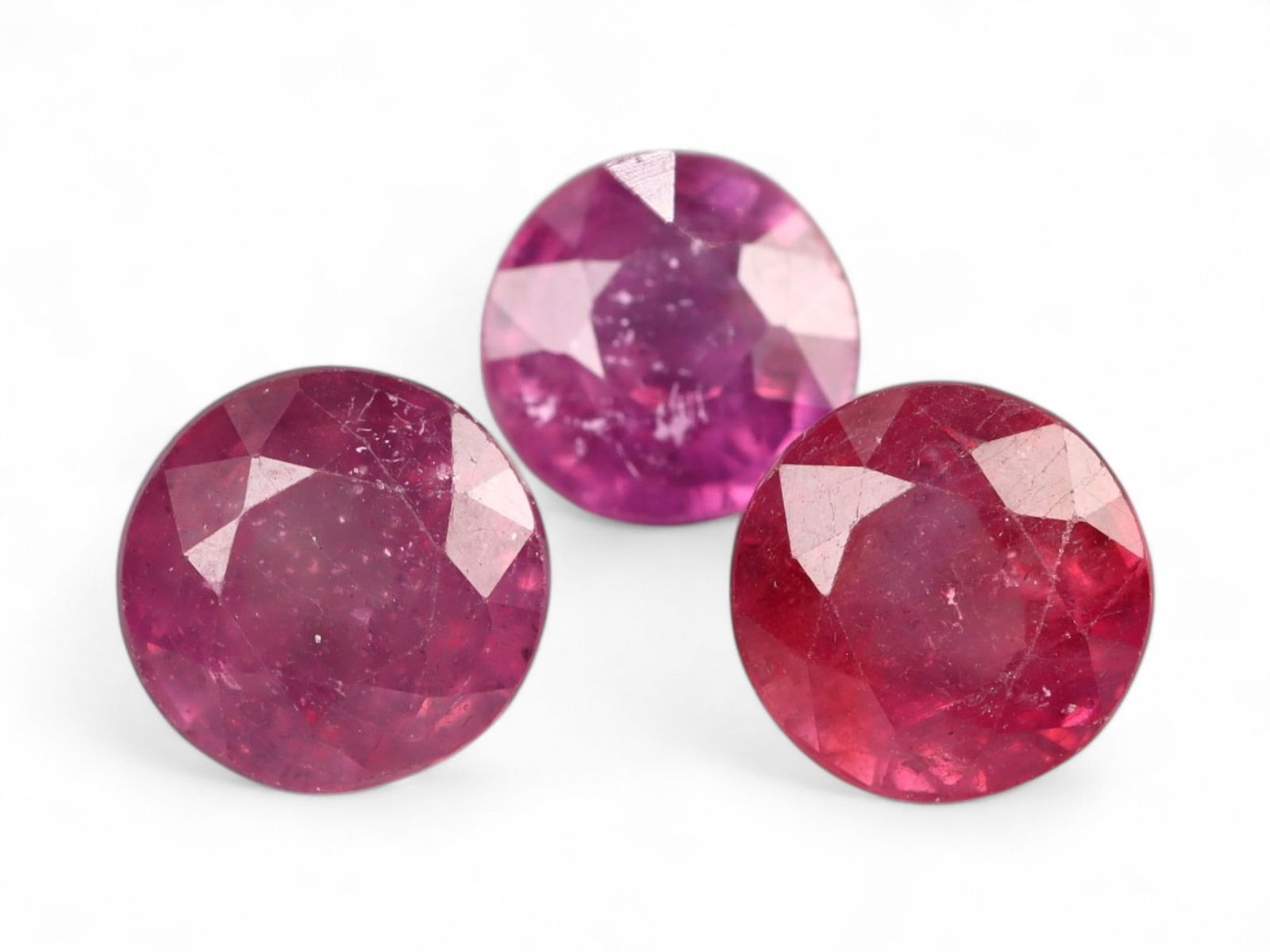 5.68 Carats Deep Red Round-Cut Ruby Trio - Natural Mozambique Stones (1 of 1)