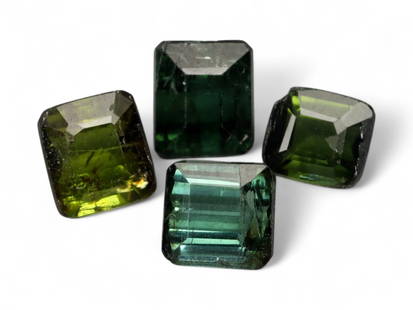 4.33 Carats Deep Forest Green Tourmaline Lot - Natural Nigerian Stones: This refined lot of green tourmalines displays a rich, forest-green hue with subtle variations that catch the light and reveal flashes of lighter green from within. Cut in classic emerald step cuts, t
