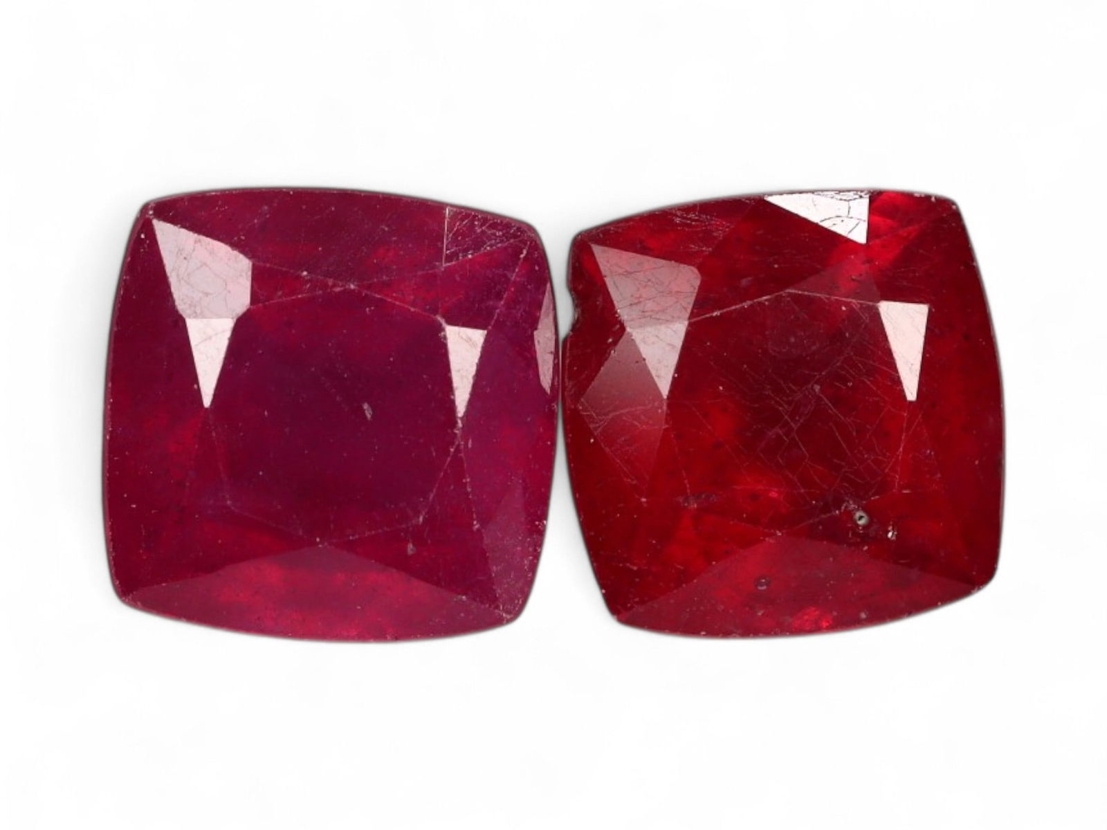 4.74 Carats Vivid Red Ruby Cushion Pair - Natural Mozambique Stones (1 of 1)